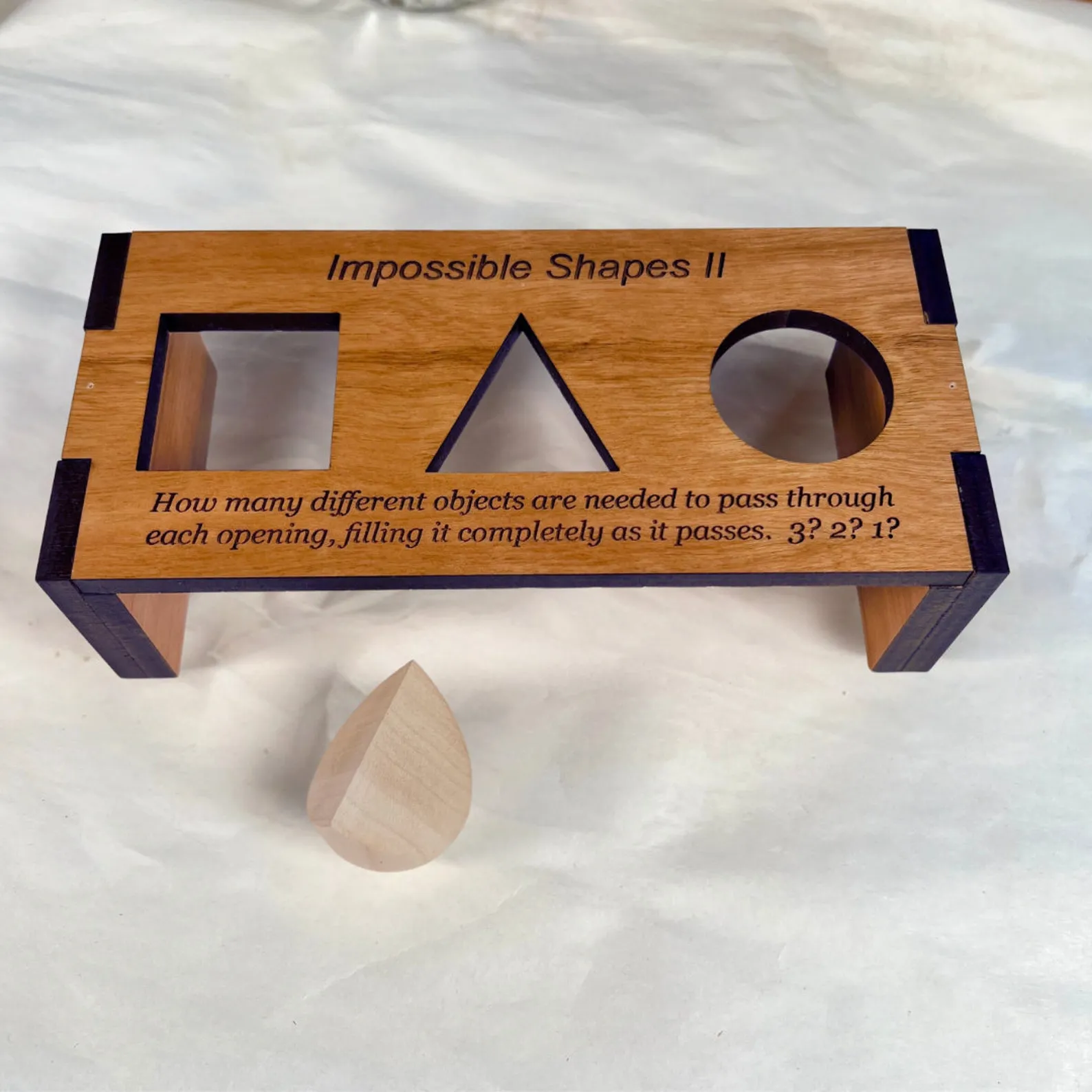 Impossible Shapes Puzzle 2, Optical Illusion Puzzle, Impossible Fit Object, Wooden Desk Toy Puzzle, Mind Bending Gift, Hard Object Puzzle - Image 2