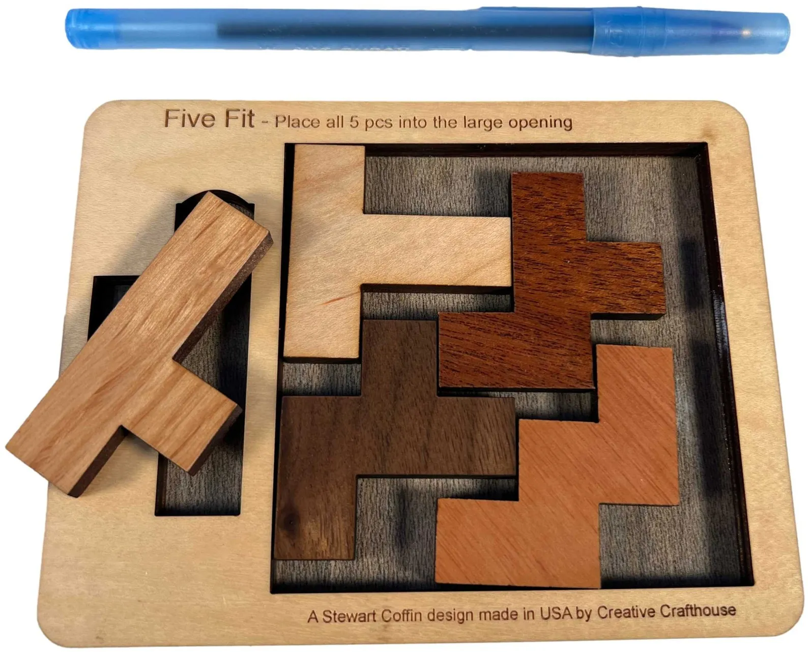 Wooden Puzzle For Adults, Logic Puzzle, Extremely Hard Puzzle, Five Fit Pieces Puzzle, Complex Puzzle, Brain Teaser, Difficult Puzzle - Image 6