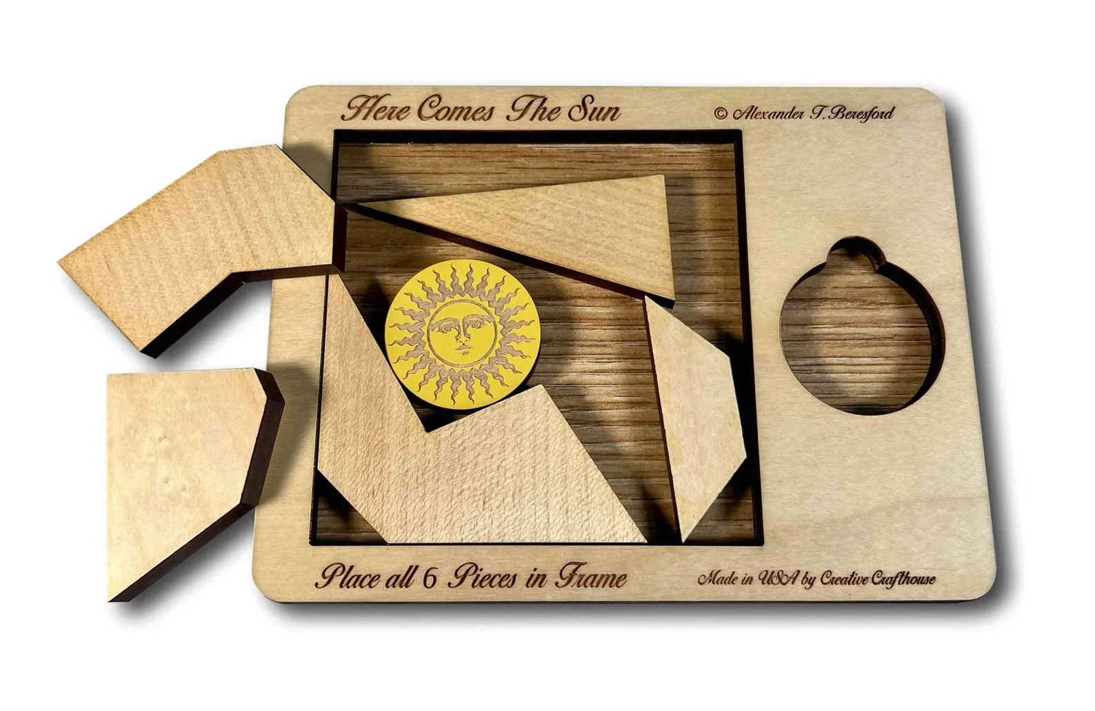 Here Comes The Sun Wooden Brain Teaser Puzzle, Hard Puzzles For Adults, Challenging Puzzles, Christmas Gift, Logic Puzzle, Creative Puzzle