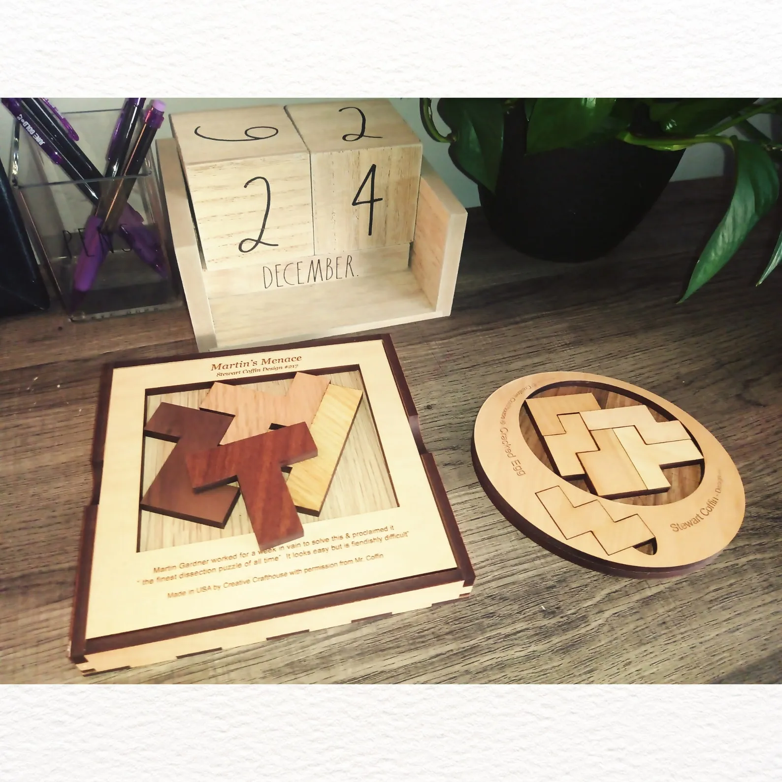 Ultimate Wood Puzzle Gift Set - Martin's Menace & Cracked Egg - Personalized Brain Teasers for Puzzle Addicts