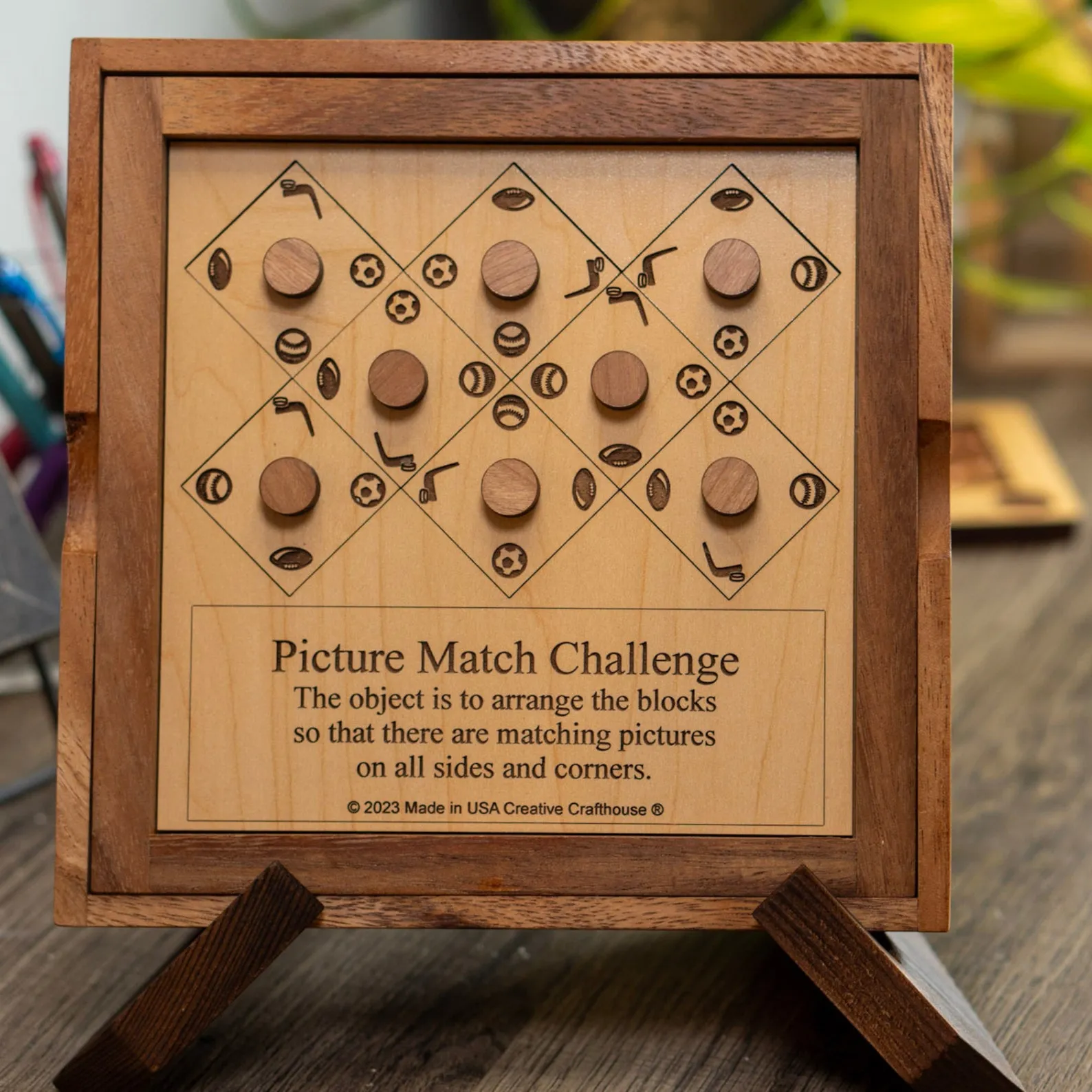 Difficult Puzzle Gift for Sports Fans - Picture Match Challenge - Sport Version - Wooden Brain Teaser Puzzle - Gift for Him
