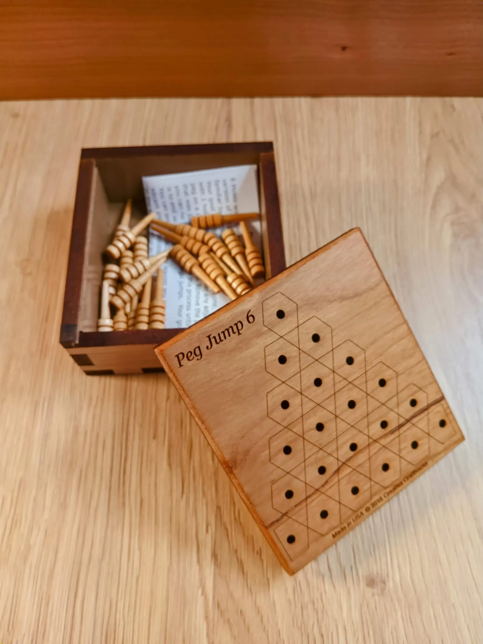 Triangle Peg Game, Classic Cracker Barrel Game, Wooden Brain Teaser, Personalized Travel Game, 6 Wide Peg Jump Puzzle, Peg Solitaire Fans - Image 6
