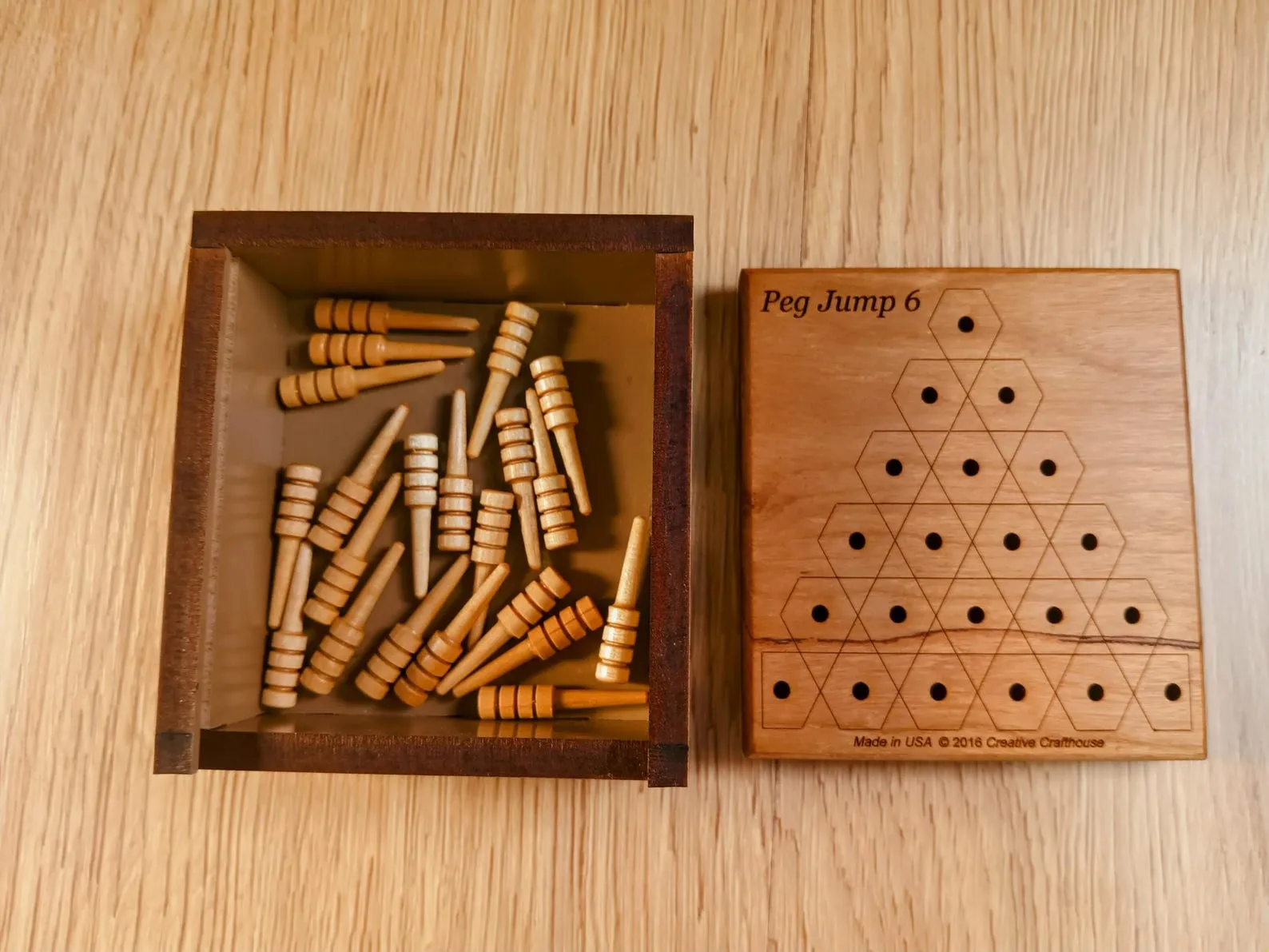 Triangle Peg Game, Classic Cracker Barrel Game, Wooden Brain Teaser, Personalized Travel Game, 6 Wide Peg Jump Puzzle, Peg Solitaire Fans - Image 7