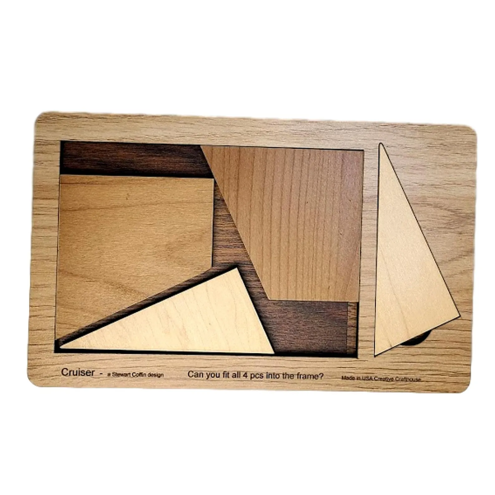 Christmas Gift for Teens - The Cruiser Brain Teaser - 4 Piece Wooden Puzzle - Personalize with Laser Engraved Name - Large 9.9 x 6 inches