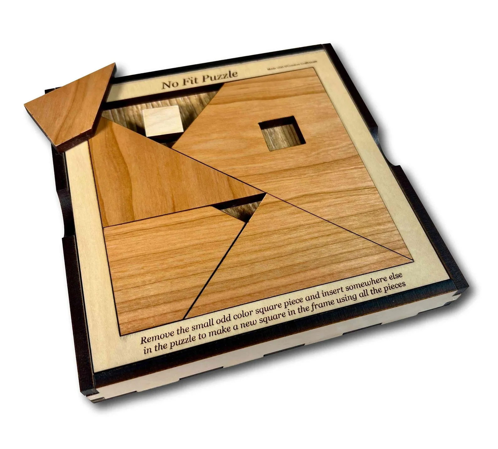 No Fit Puzzle, Packing Puzzle, Coffee Table Games, Wood Brain Teaser, Engraved Puzzle, Square Fitting Puzzle, Geometric Puzzle, Geek Gift