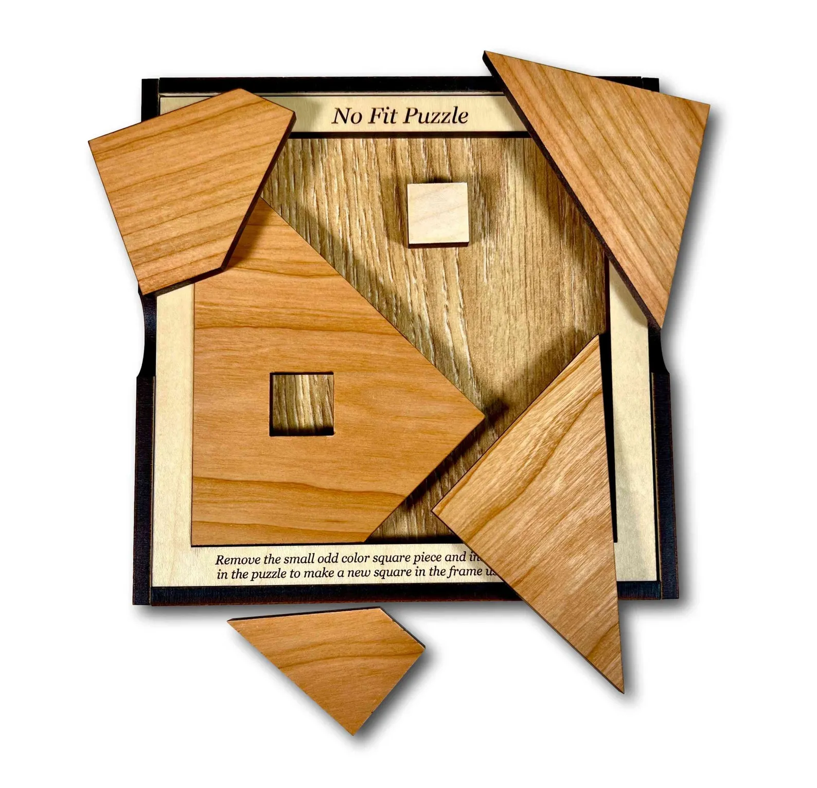 No Fit Puzzle, Packing Puzzle, Coffee Table Games, Wood Brain Teaser, Engraved Puzzle, Square Fitting Puzzle, Geometric Puzzle, Geek Gift - Image 2