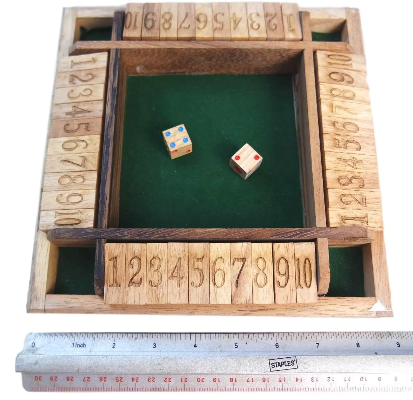 Shut The Box Game - Wooden Adult Game - Multiplayer Dice Game - Family Game Night Activity - Unique Christmas Gift - Adult Brain Teaser