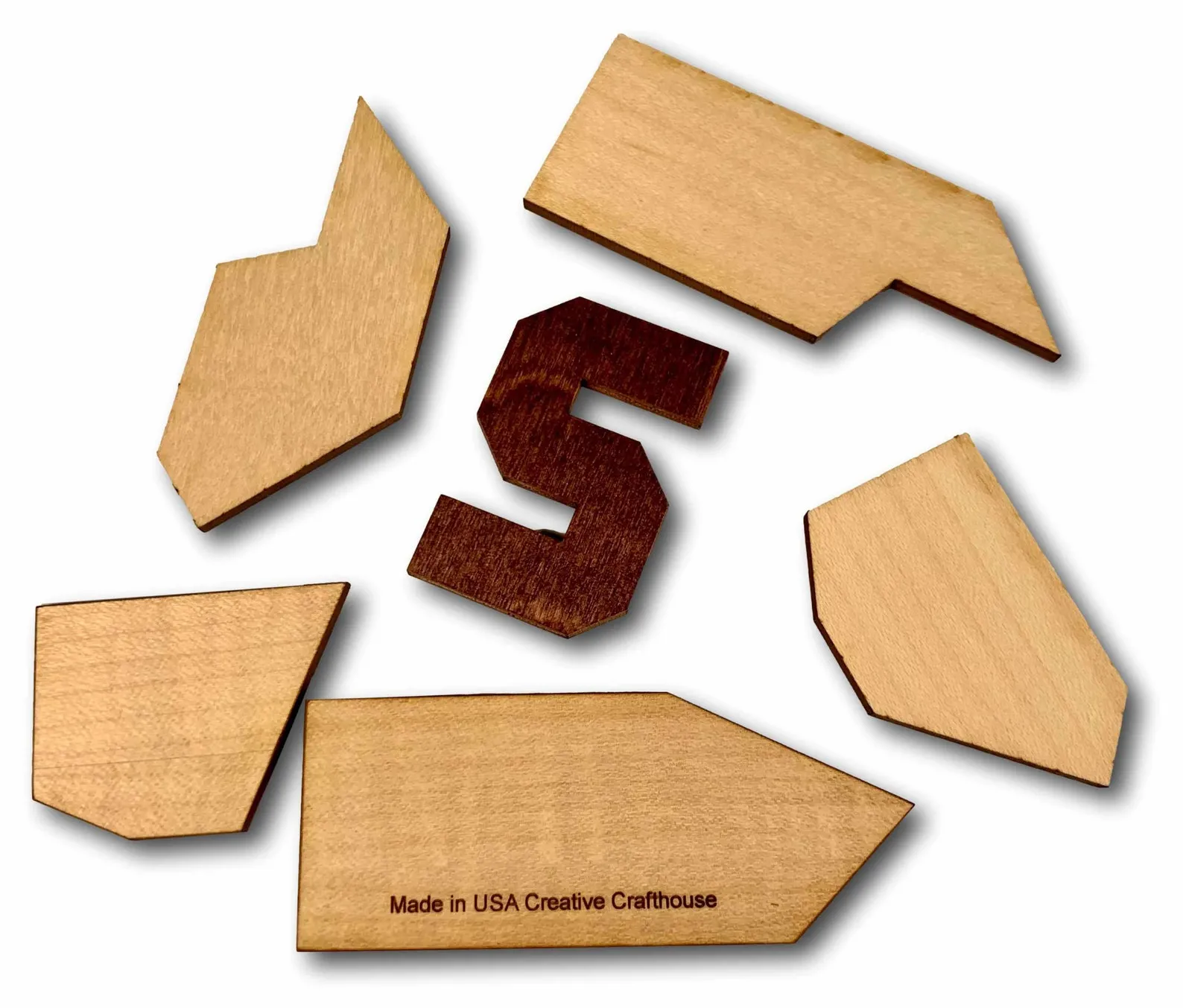 Letter S Dissection Puzzle - 5 Pieces Make An S Letter - 1921 Design Puzzle, Wooden Brain Teaser, Retro Puzzle, Christmas Gift For Him