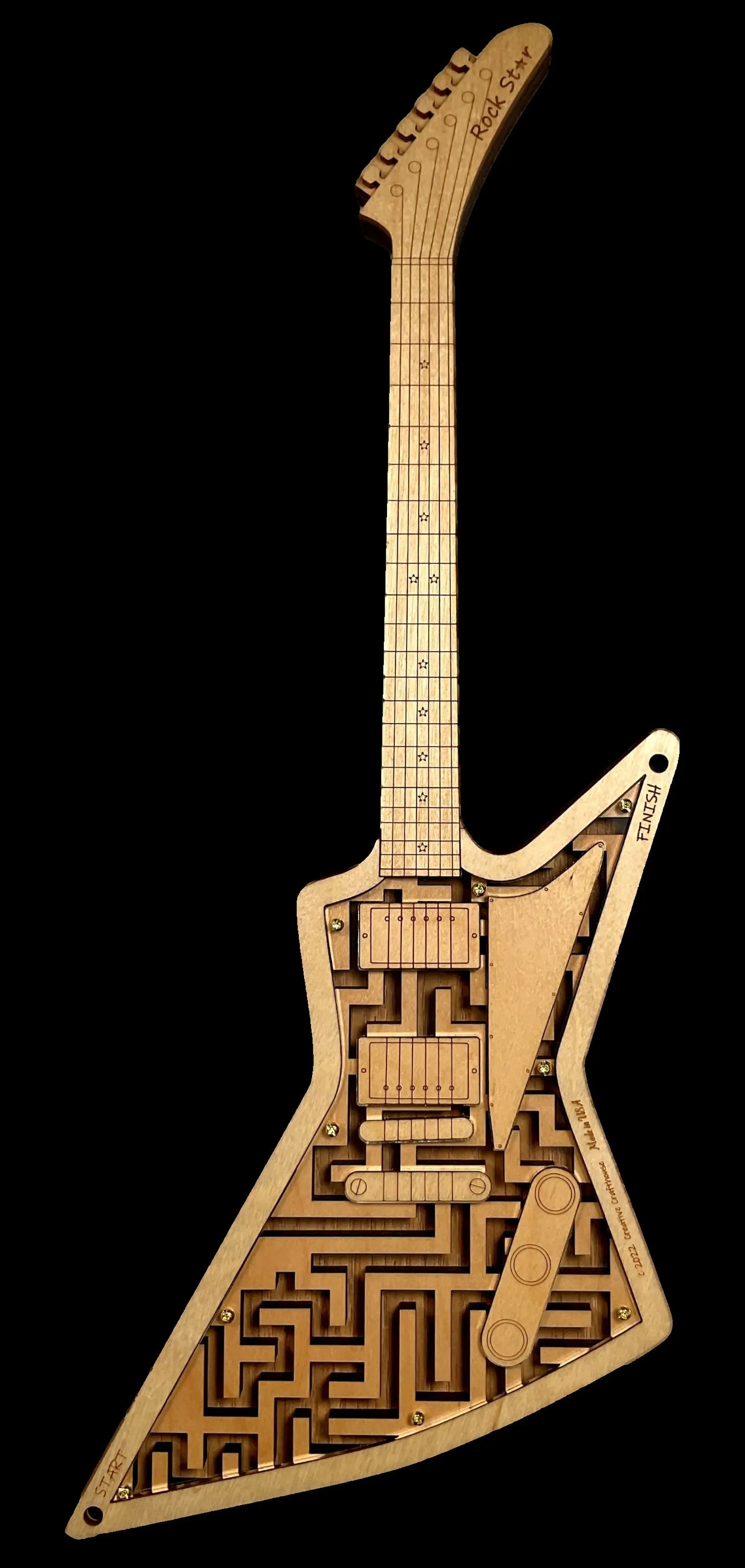 Guitar Maze Puzzle, Wood Music Puzzle, Personalized Puzzle, Custom Music Shop Gift, Rock Star Gift, Music Lover Gift, Musician Gift