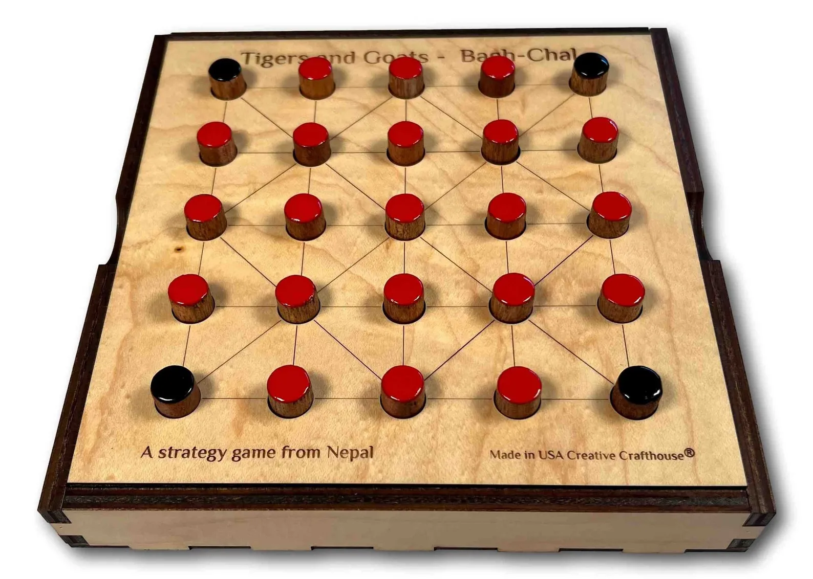 Tigers And Goats, Bagha Chal Game, Classic Wood Game, Ancient Game, Personalized Engraved Game, Nepal Game, Asian Game, Family Board Game