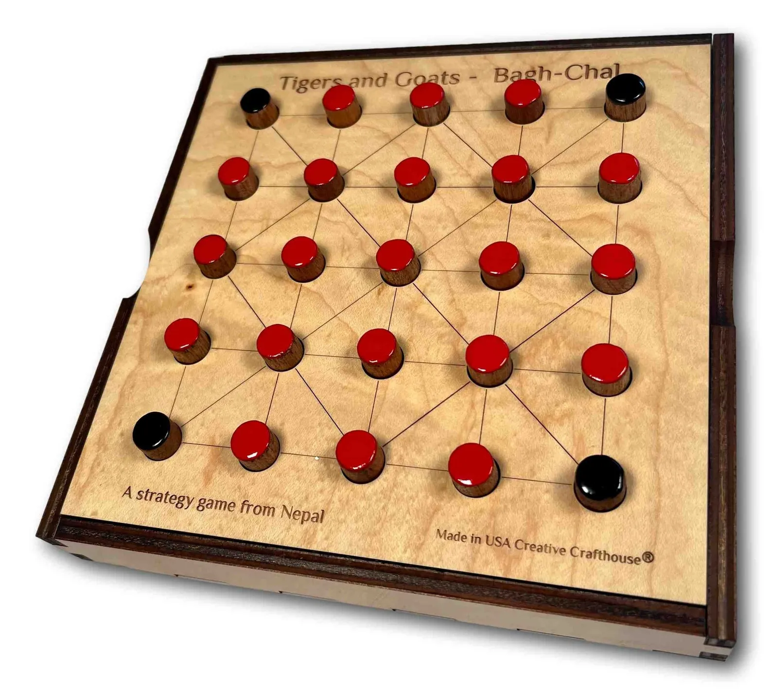 Tigers And Goats, Bagha Chal Game, Classic Wood Game, Ancient Game, Personalized Engraved Game, Nepal Game, Asian Game, Family Board Game - Image 2