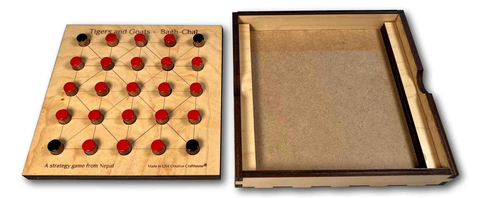 Tigers And Goats, Bagha Chal Game, Classic Wood Game, Ancient Game, Personalized Engraved Game, Nepal Game, Asian Game, Family Board Game - Image 5