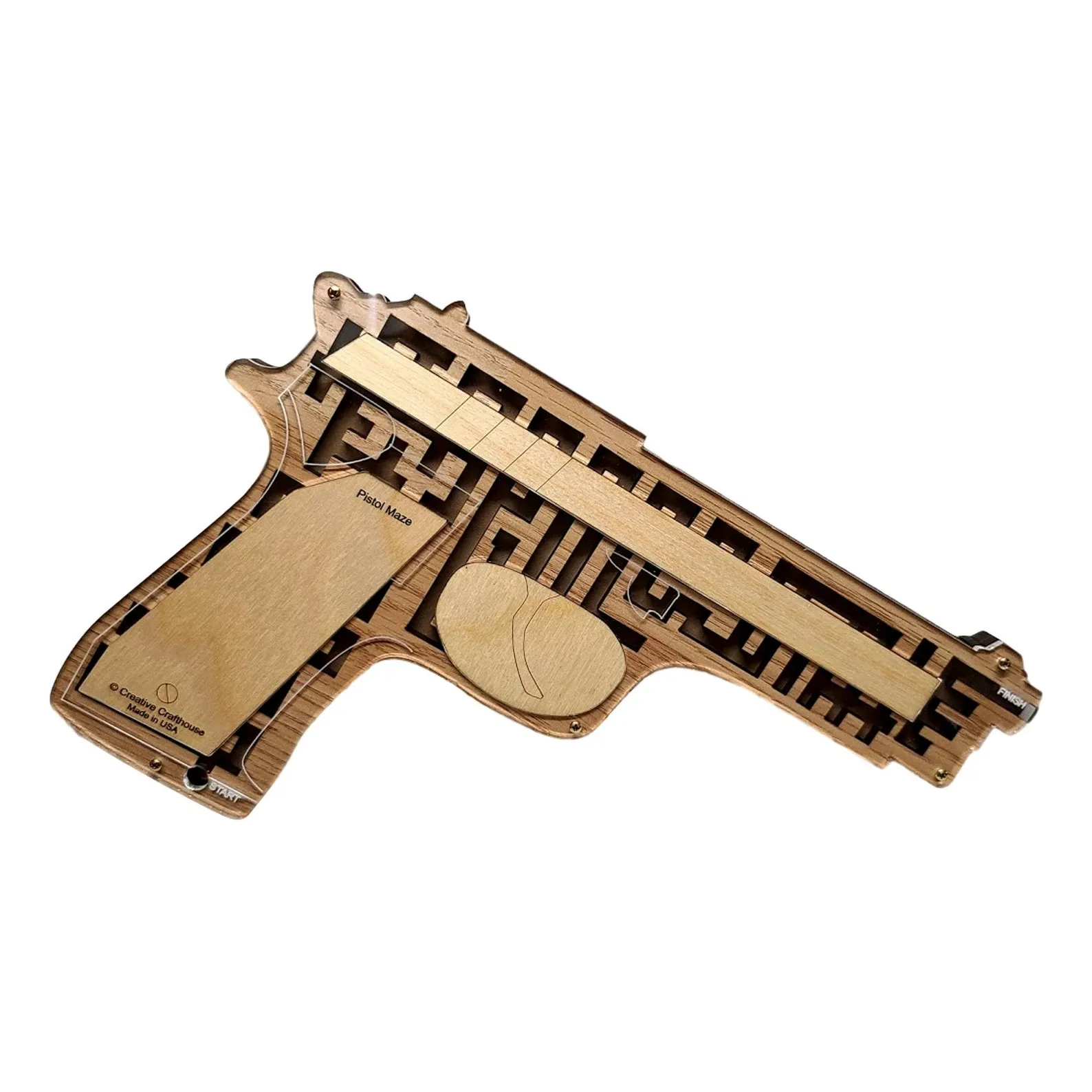Pistol Maze Puzzle ? Unique Wood Maze from Creative Crafthouse - Made in Florida