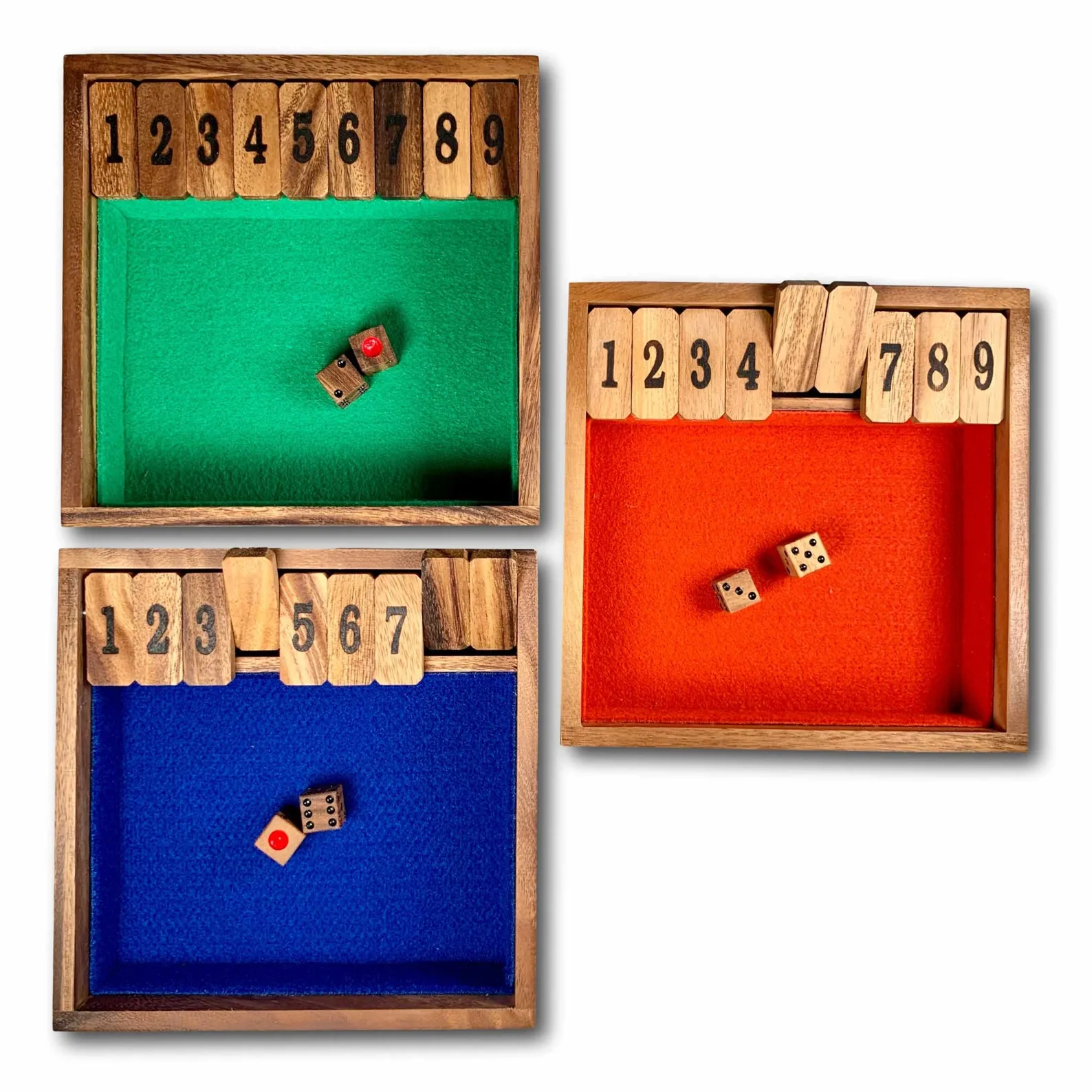 Shut The Box sz large 9x9 with Wood Burned Numbers - Wooden  Family Game
