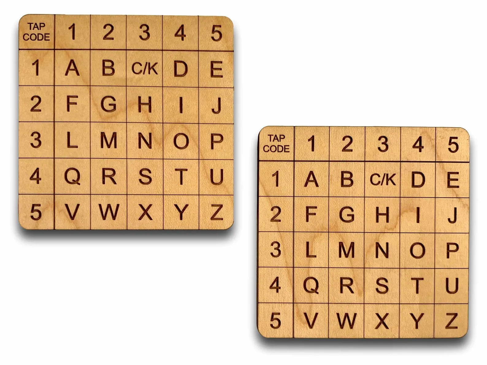 Tap code cipher blocks set of 2 - Coding and encryption puzzle - Laser engraved pocket size brain teaser - Enigma machine game activity