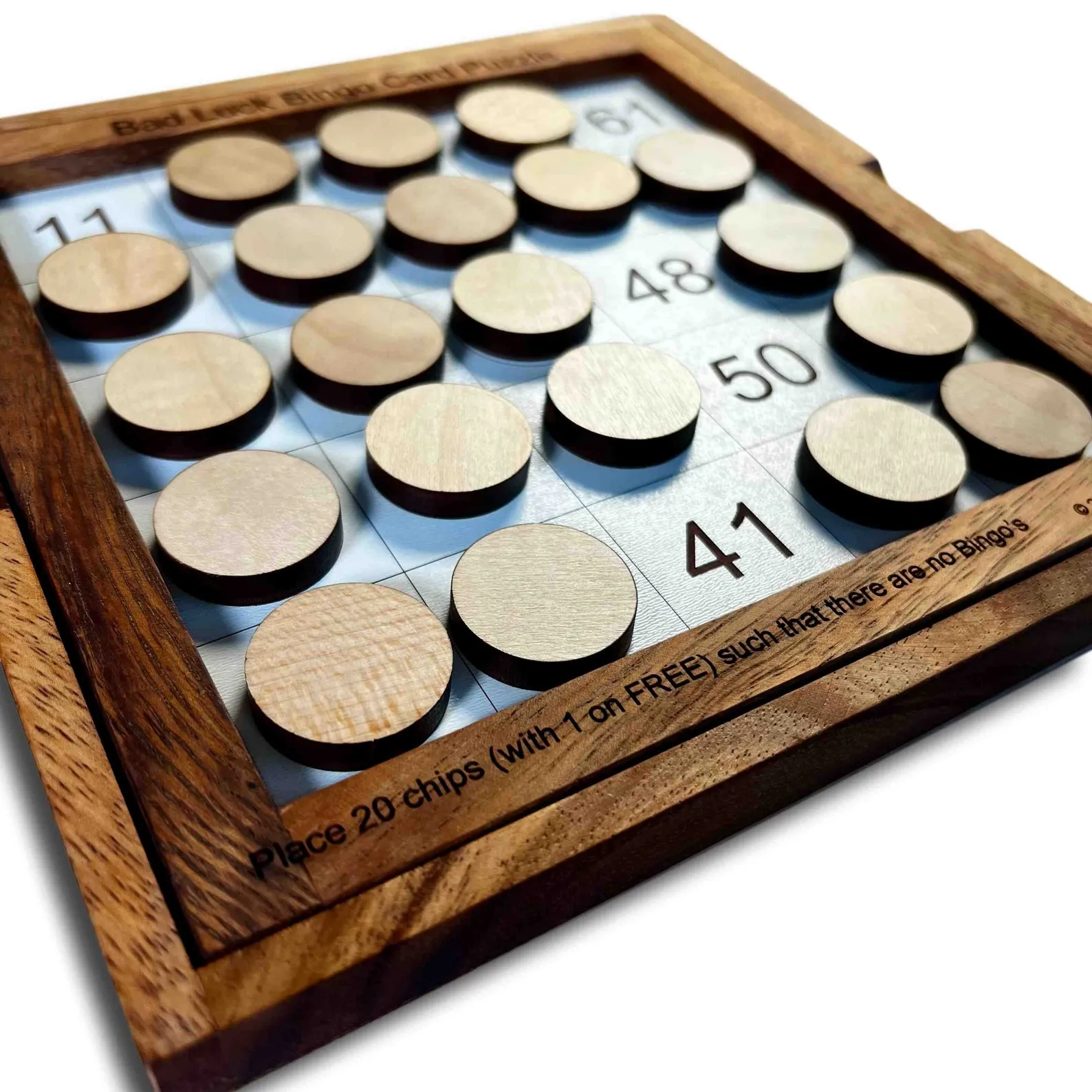 Bad Luck Bingo Card Puzzle, Wooden Brain Teaser Puzzle, Logic Puzzle, Fun Family Games And Puzzles, Challenging Puzzle, Educational Puzzle - Image 2