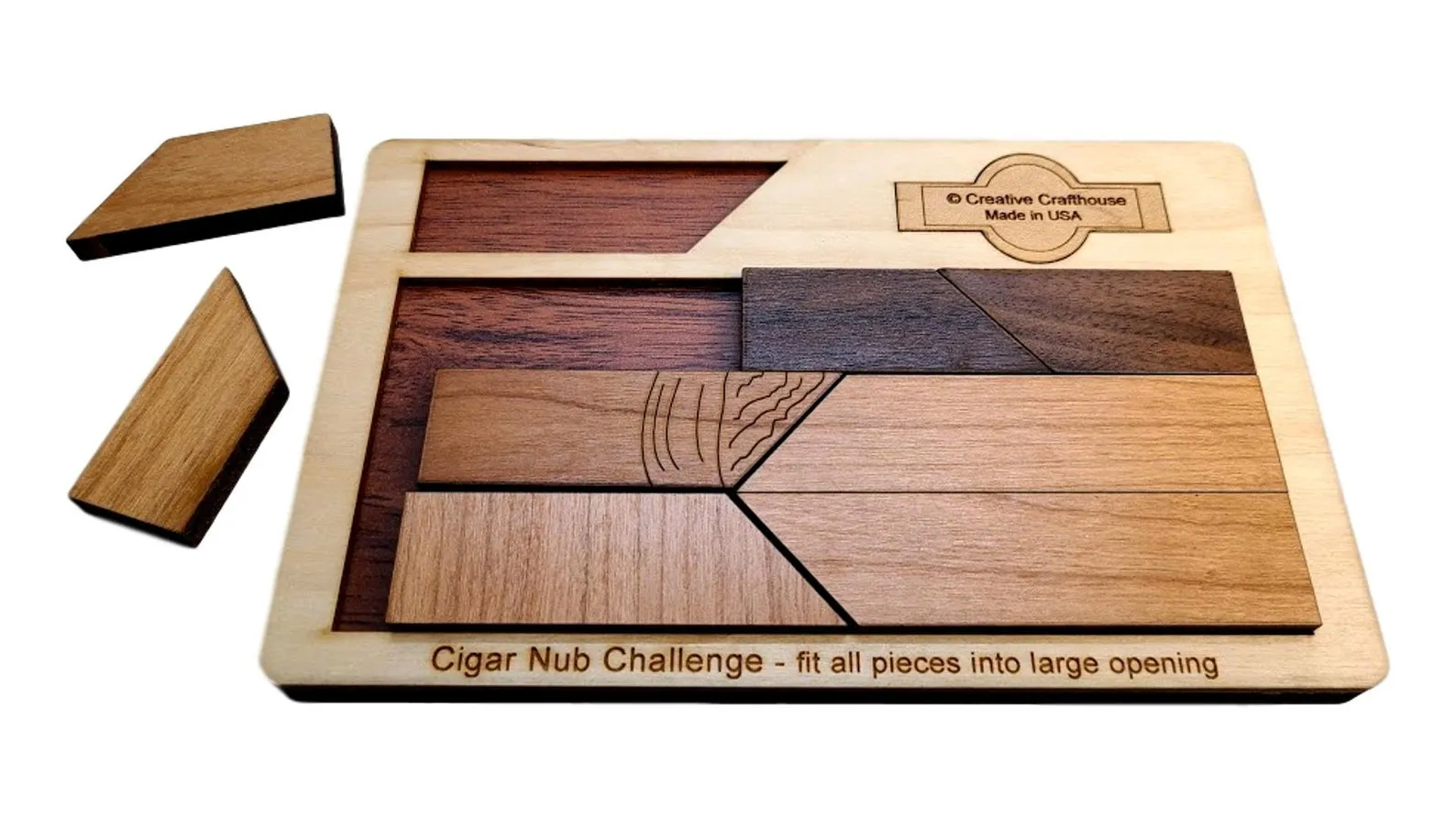 Cigar Nub Wood Puzzle - Gift for Him - Personalize with a Laser Engraved Name on the Frame or a Puzzle Piece