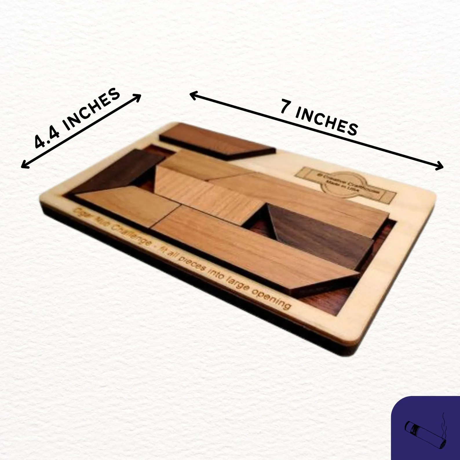 Cigar Nub Wood Puzzle - Gift for Him - Personalize with a Laser Engraved Name on the Frame or a Puzzle Piece - Image 2