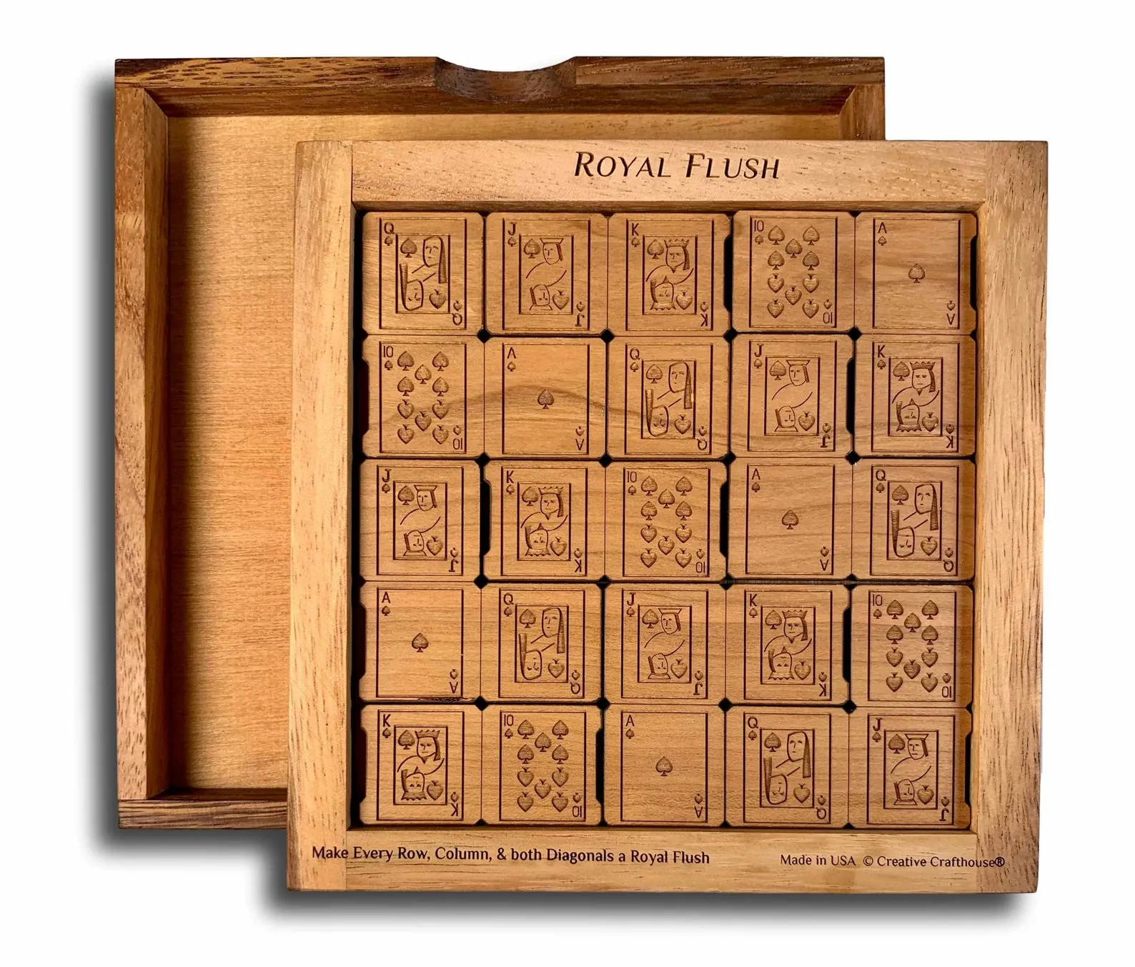 Royal Flush Wood Puzzle and Brain Teaser - Alder Version - Poker Player Gifts