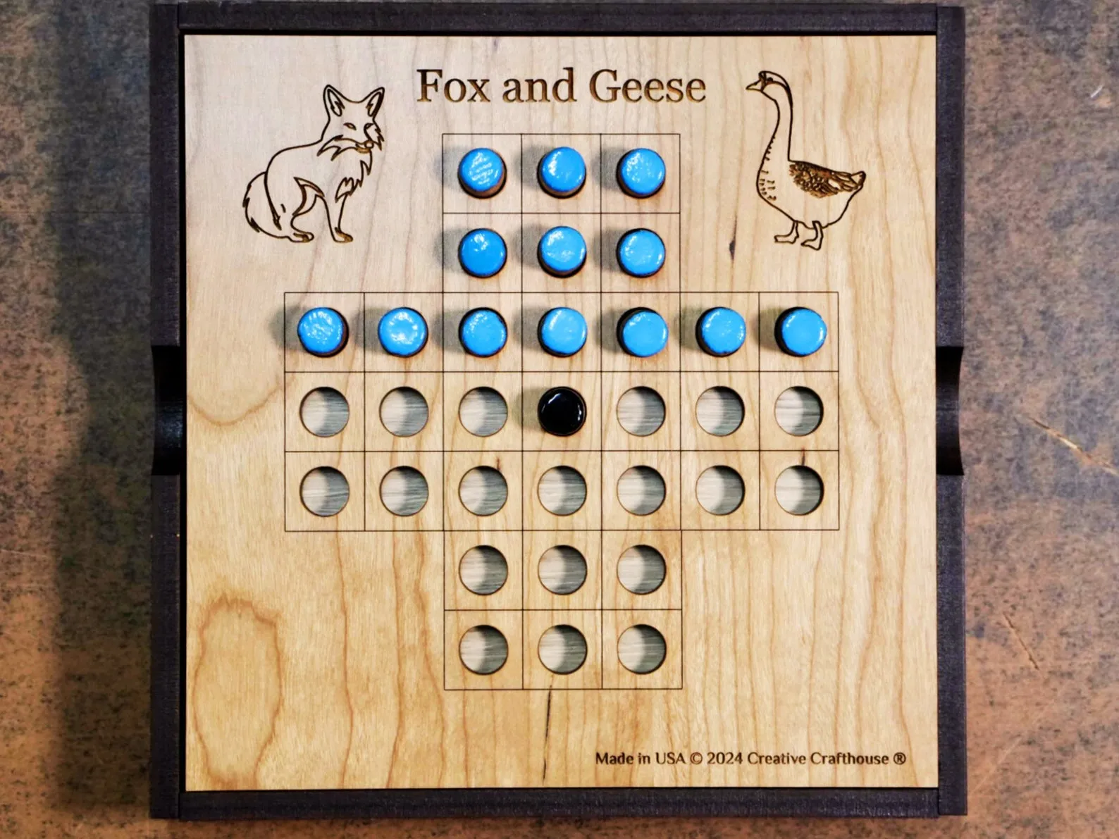 Fox And Geese Board Game, Wooden Strategy Game, Traditional Game, Historical Game, Scandinavian Game, Two Players Game, Nordic Board Game