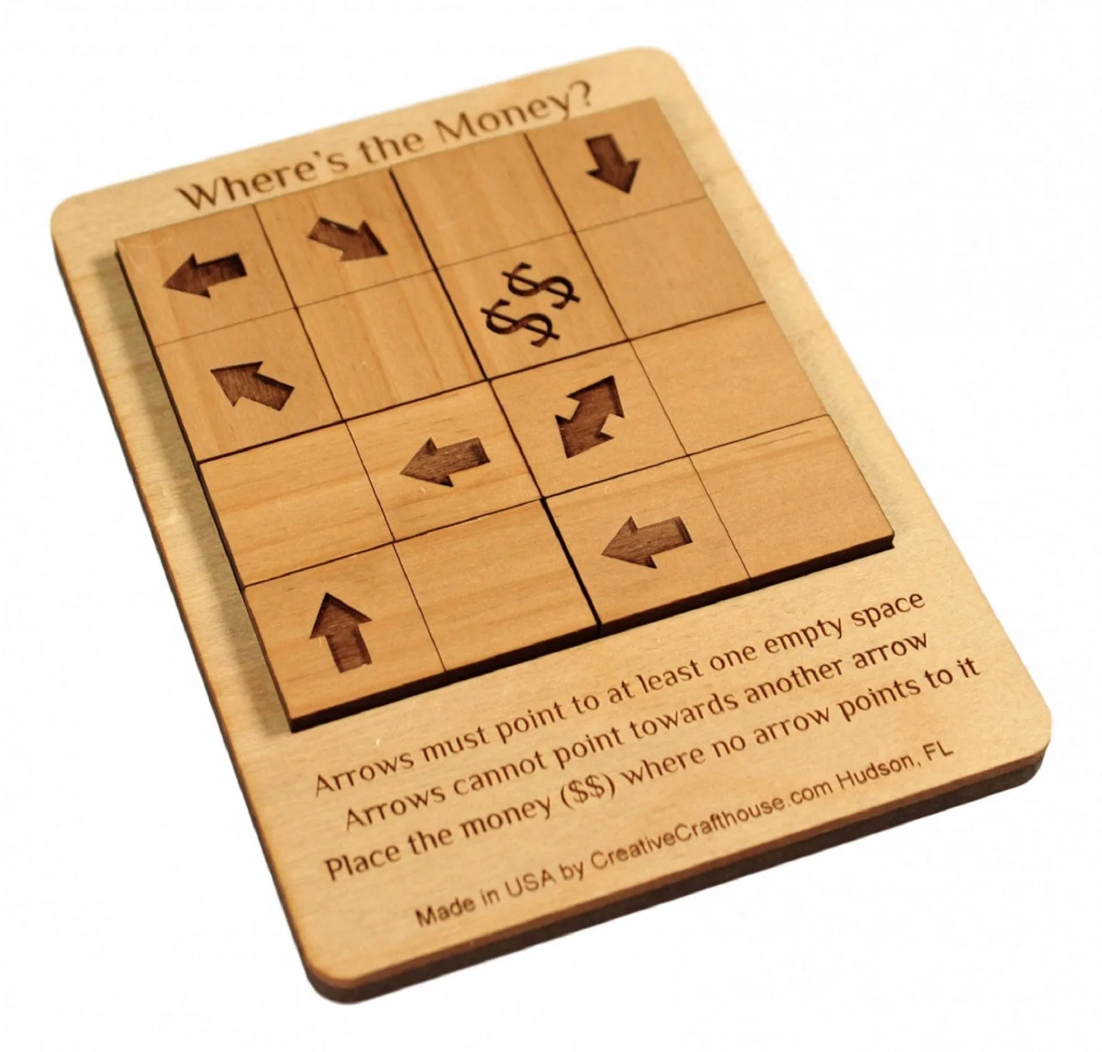 Puzzle Gift - Where's the Money - Wooden Brain Teaser Puzzle - Gift for Her