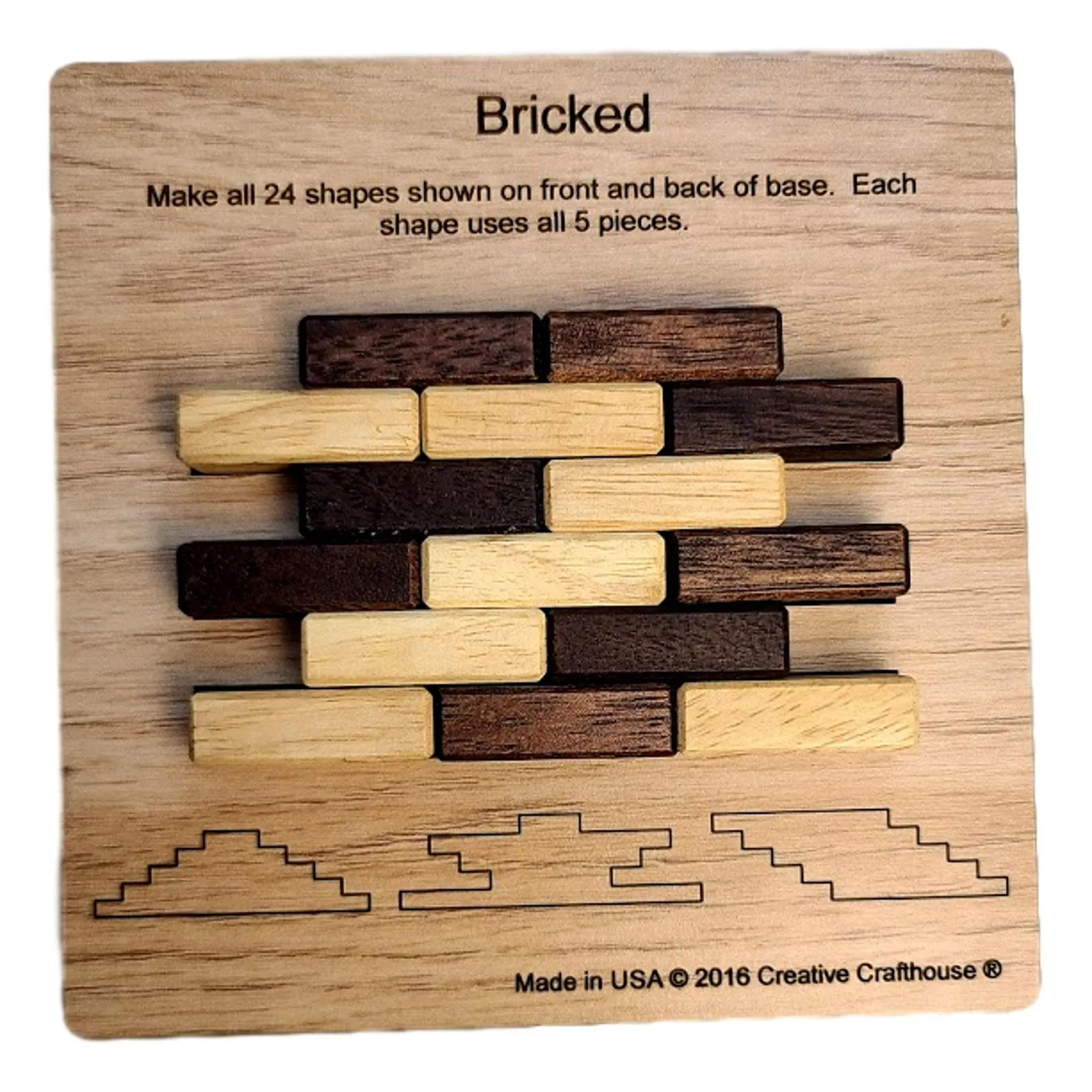 Handcrafted Wooden Bricked Puzzle ? Challenging 5-Piece Brain Teaser with 24 Unique Solutions | Perfect Gift for Puzzle Enthusiasts - Image 5