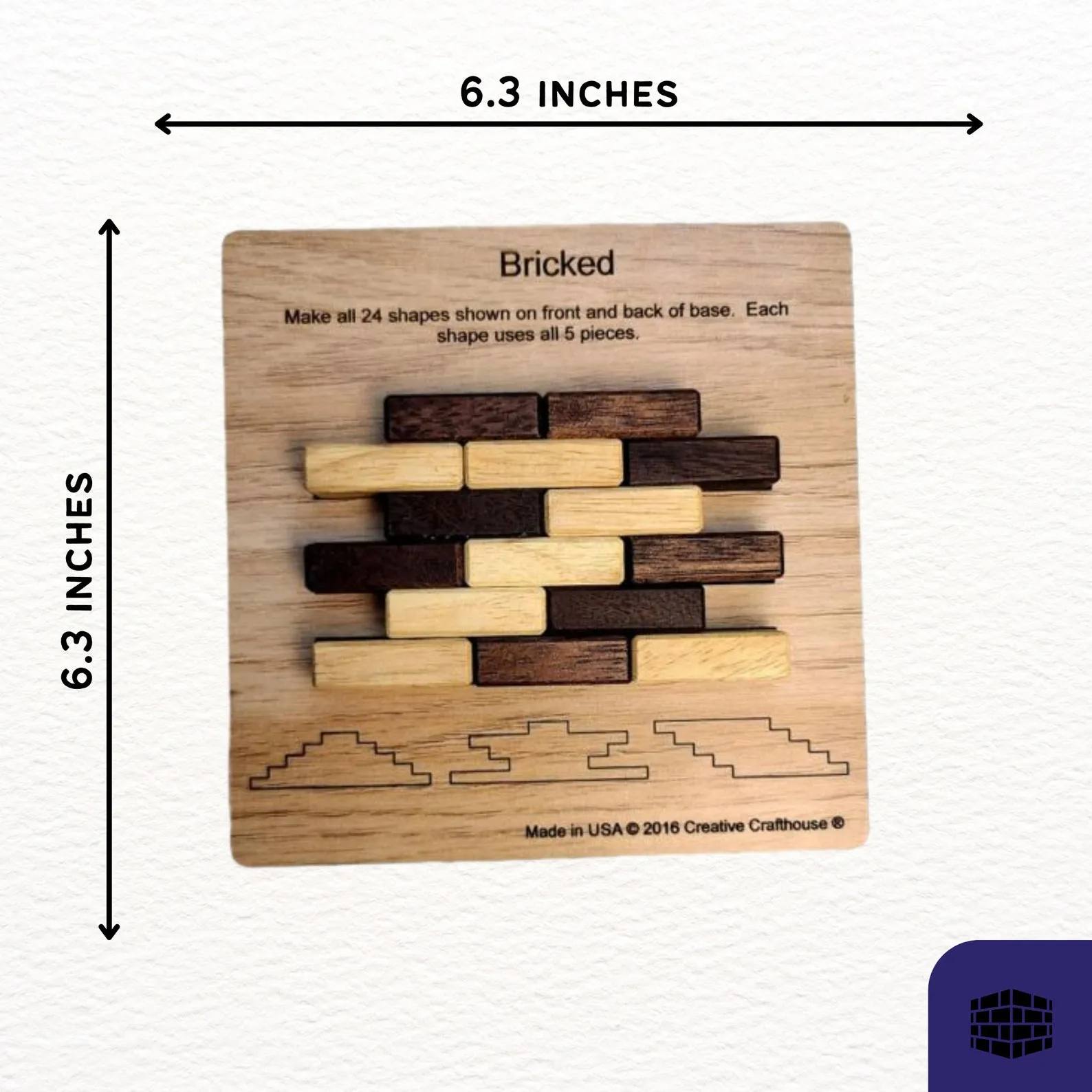 Handcrafted Wooden Bricked Puzzle ? Challenging 5-Piece Brain Teaser with 24 Unique Solutions | Perfect Gift for Puzzle Enthusiasts - Image 6