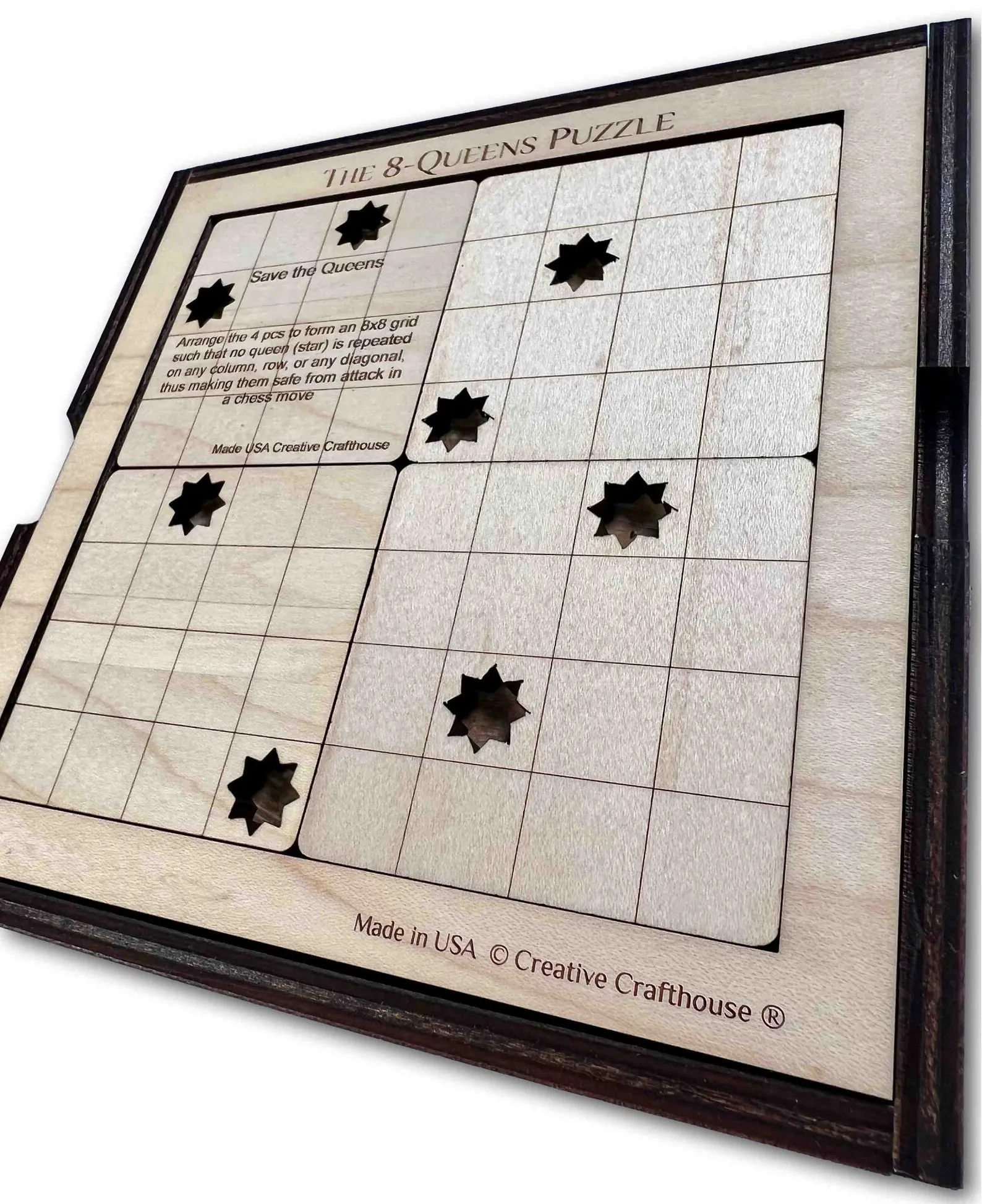 Broken Chessboard Puzzle - 8 Pieces Wooden Brain Teaser Game - Rebuild The 8x8 Checkered Board ? Unique Gift For Chess Lovers & Puzzle Fans - Image 3