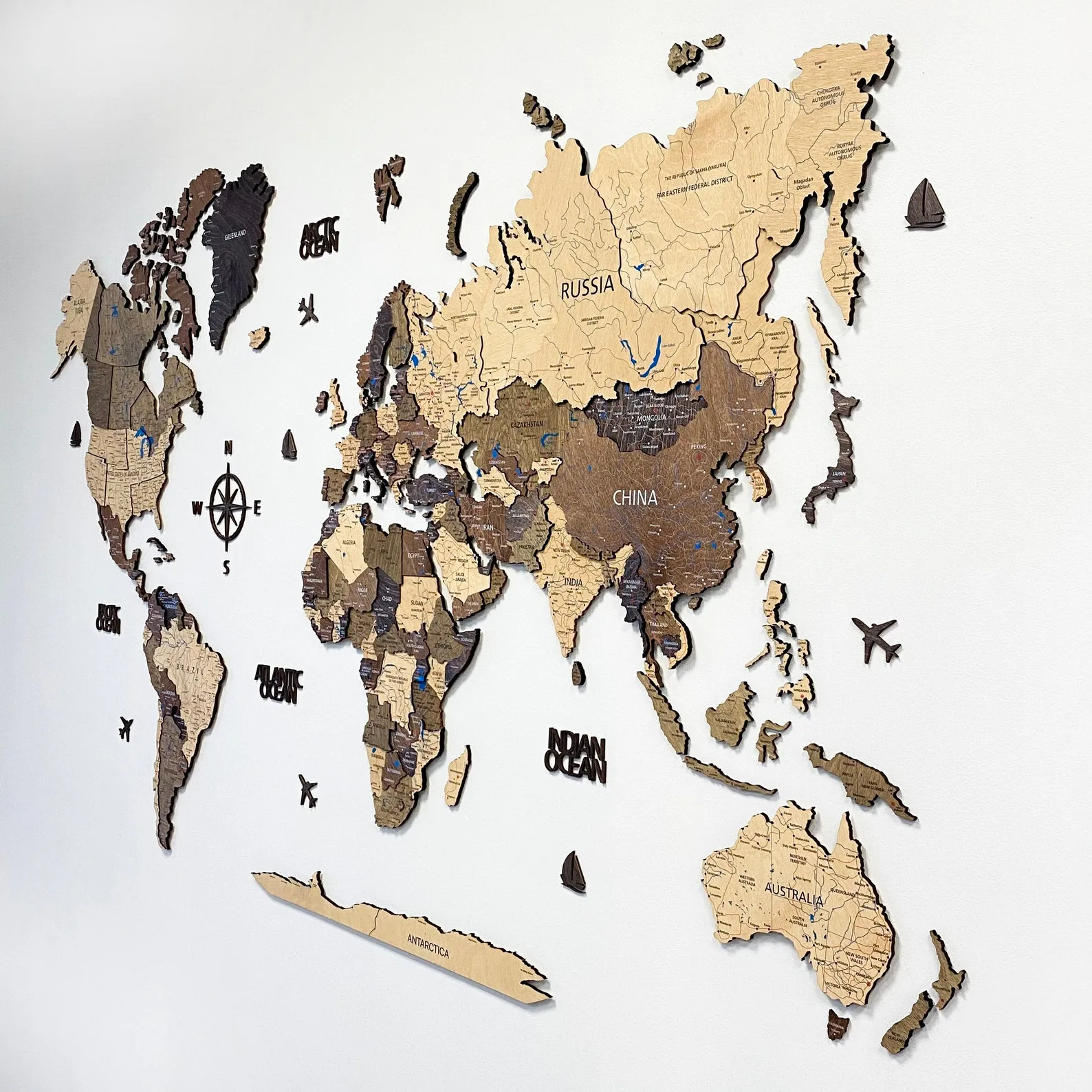 Wood World Map Wall Art: Decorative Travel Map - Image 4