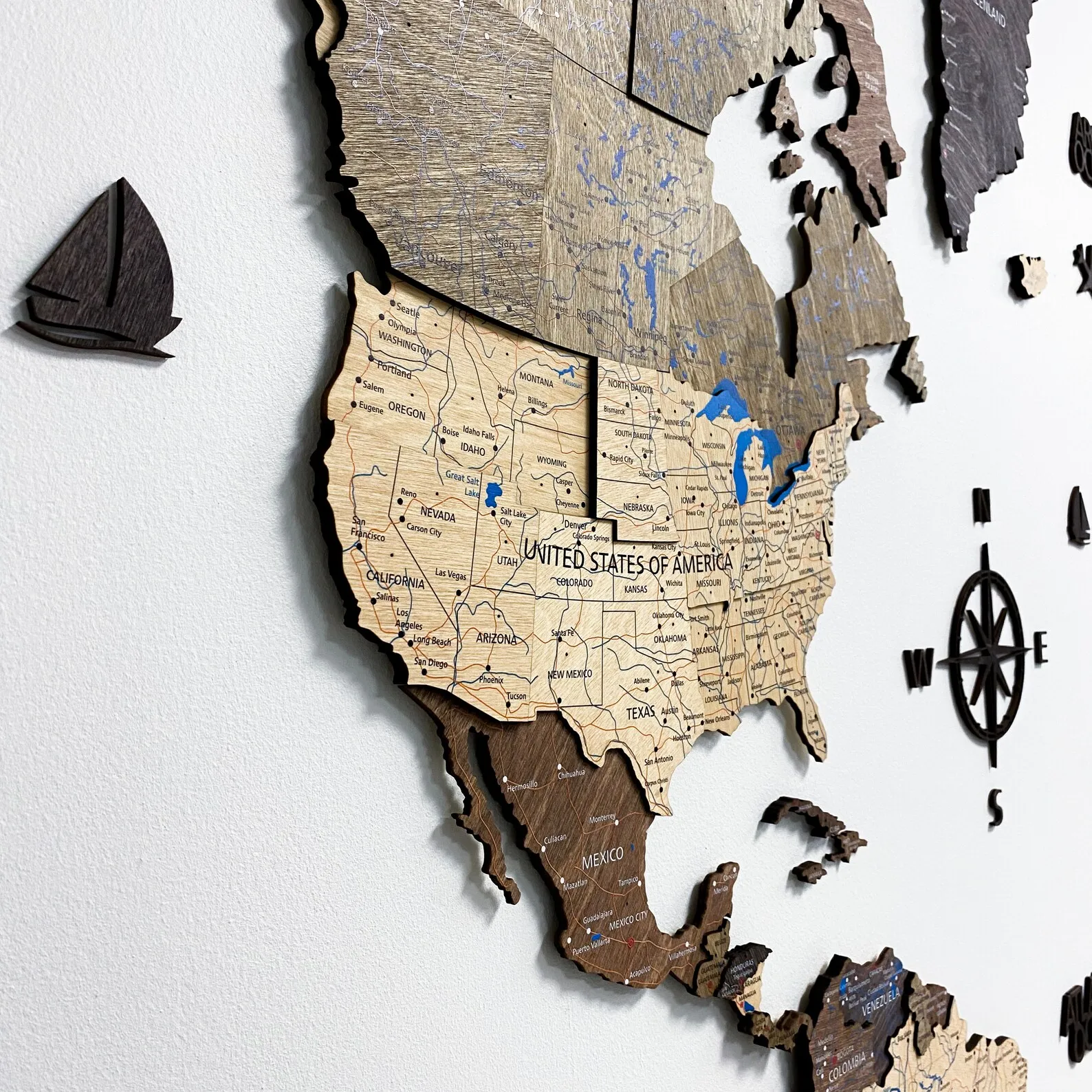 Wood World Map Wall Art: Decorative Travel Map - Image 6