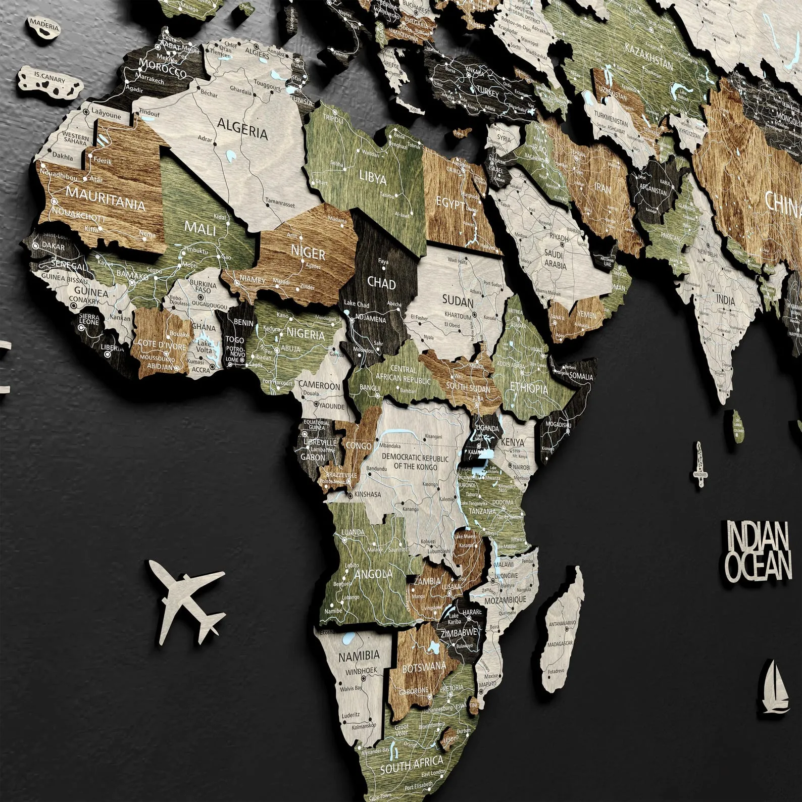 3D Wooden World Map Wall Decor: Rustic Travelers Push Pin Map - Image 4