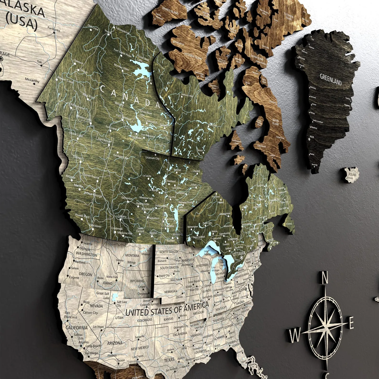3D Wooden World Map Wall Decor: Rustic Travelers Push Pin Map - Image 5