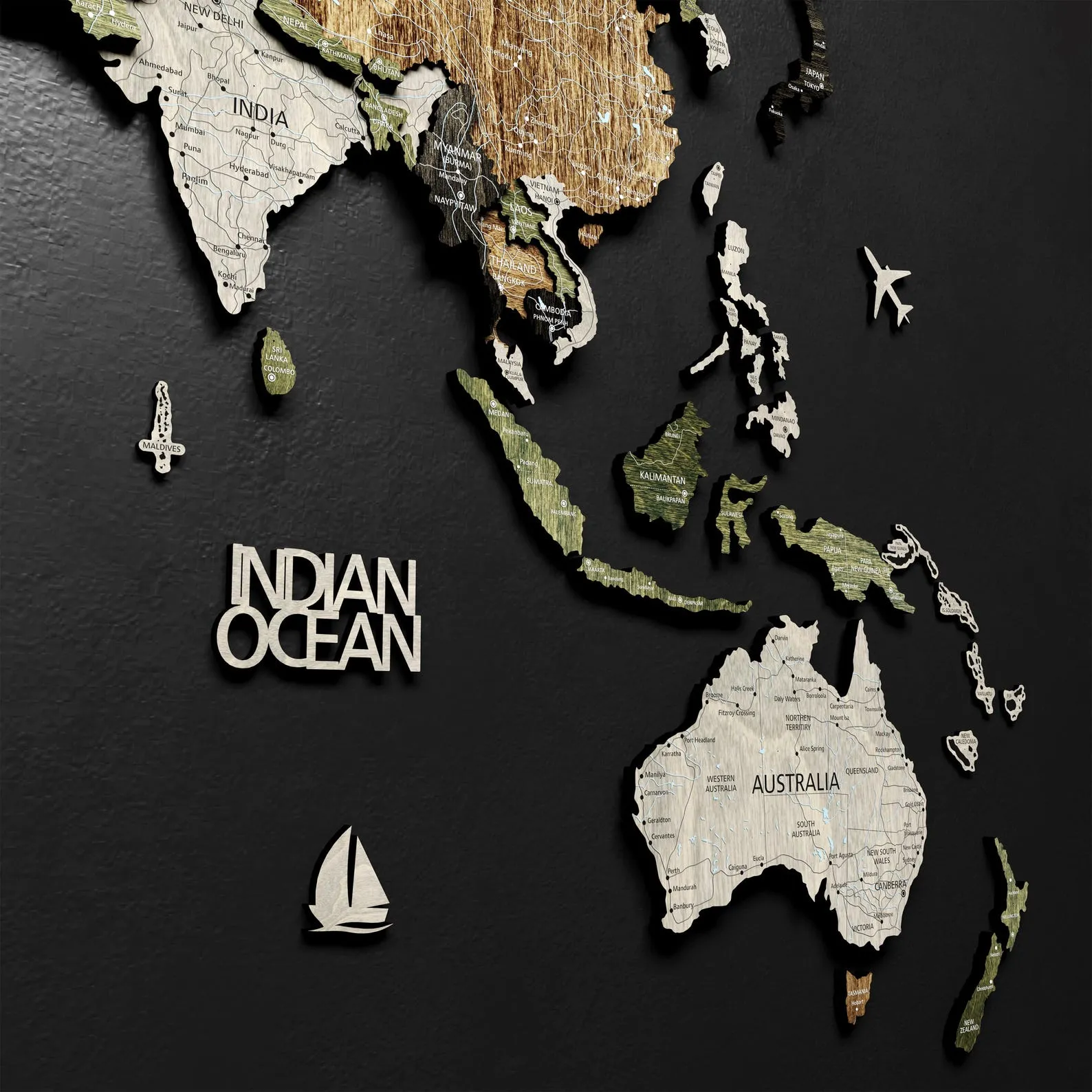 3D Wooden World Map Wall Decor: Rustic Travelers Push Pin Map - Image 6