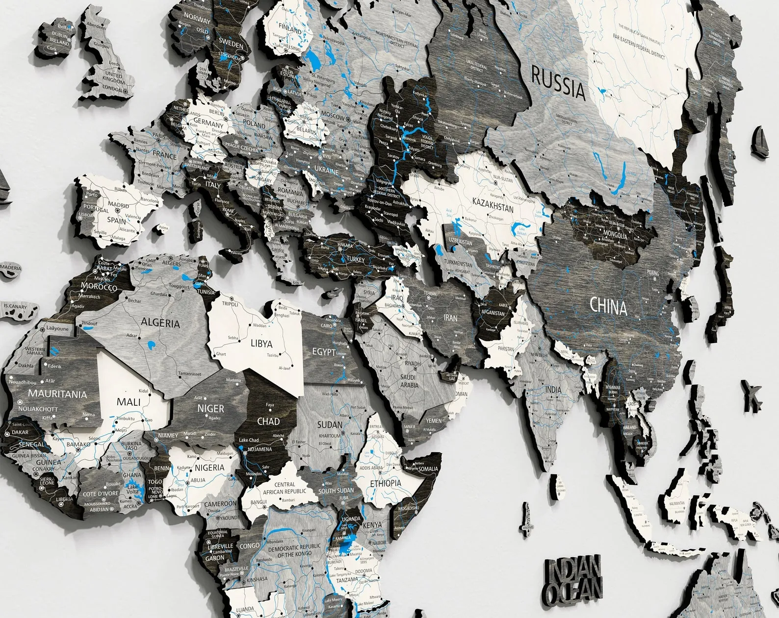 Wooden World Map Wall Art: Push Pin Travel Tracker, Apartment Decor