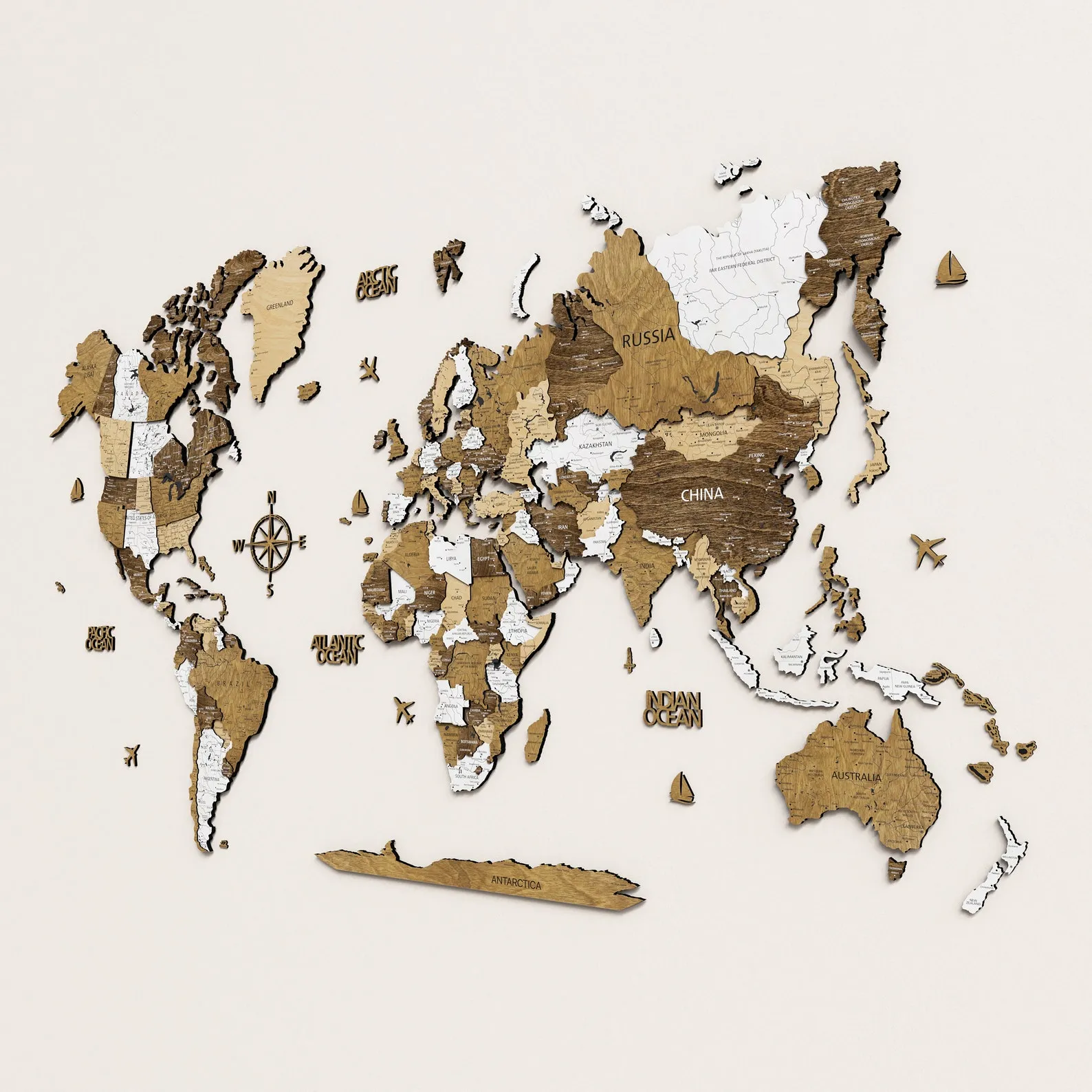 Wooden World Map Print: Personalized Push Pin Travel Map - Image 5