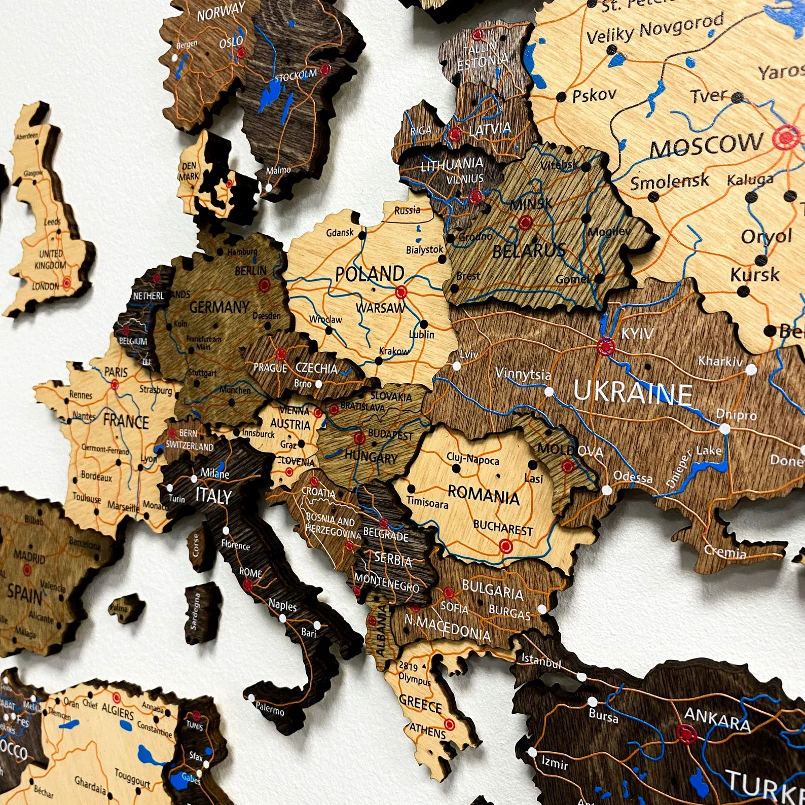 3D Wood World Map Wall Art Decor: Push Pin Travel Tracker - Image 6