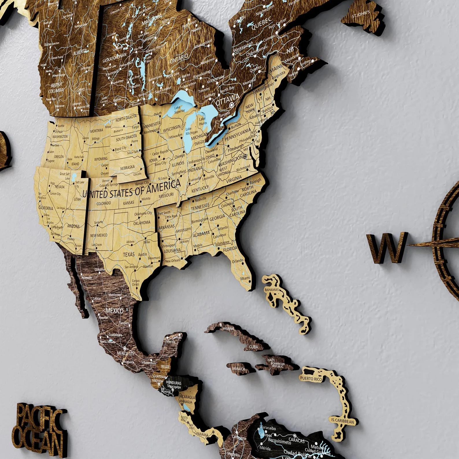 Wooden World Map Wall Art: Travel Itinerary Decor (Birch, 3D, Floating) - Image 5