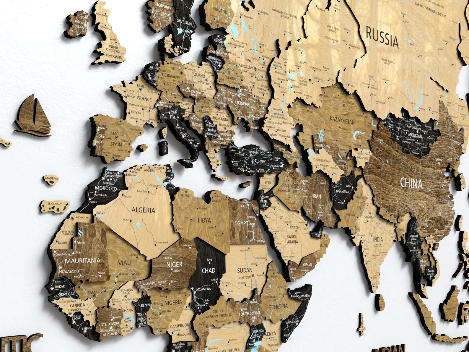 3D Wood World Map Wall Art: Push Pin Travel Decor