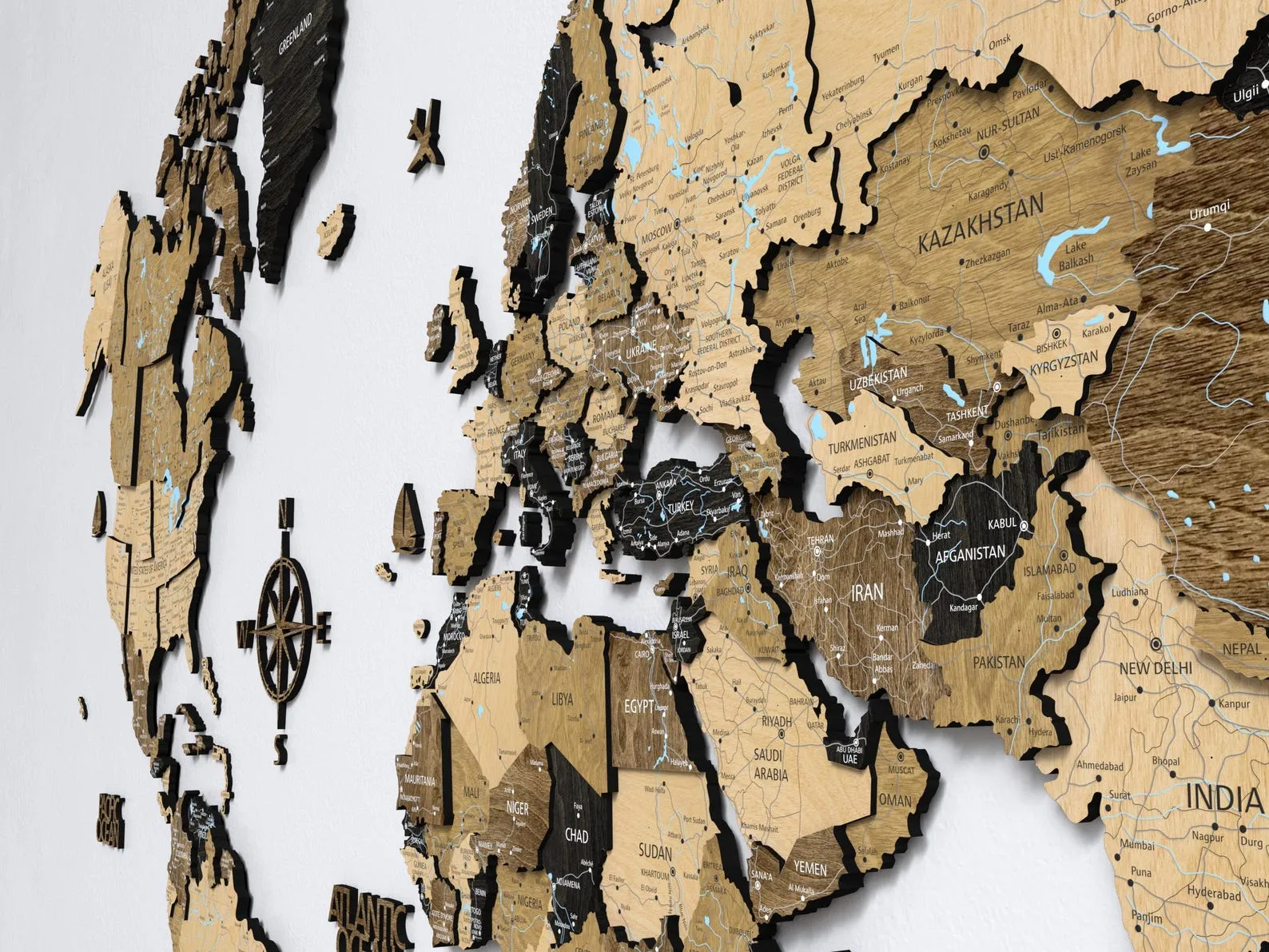 3D Wood World Map Wall Art: Push Pin Travel Decor - Image 2