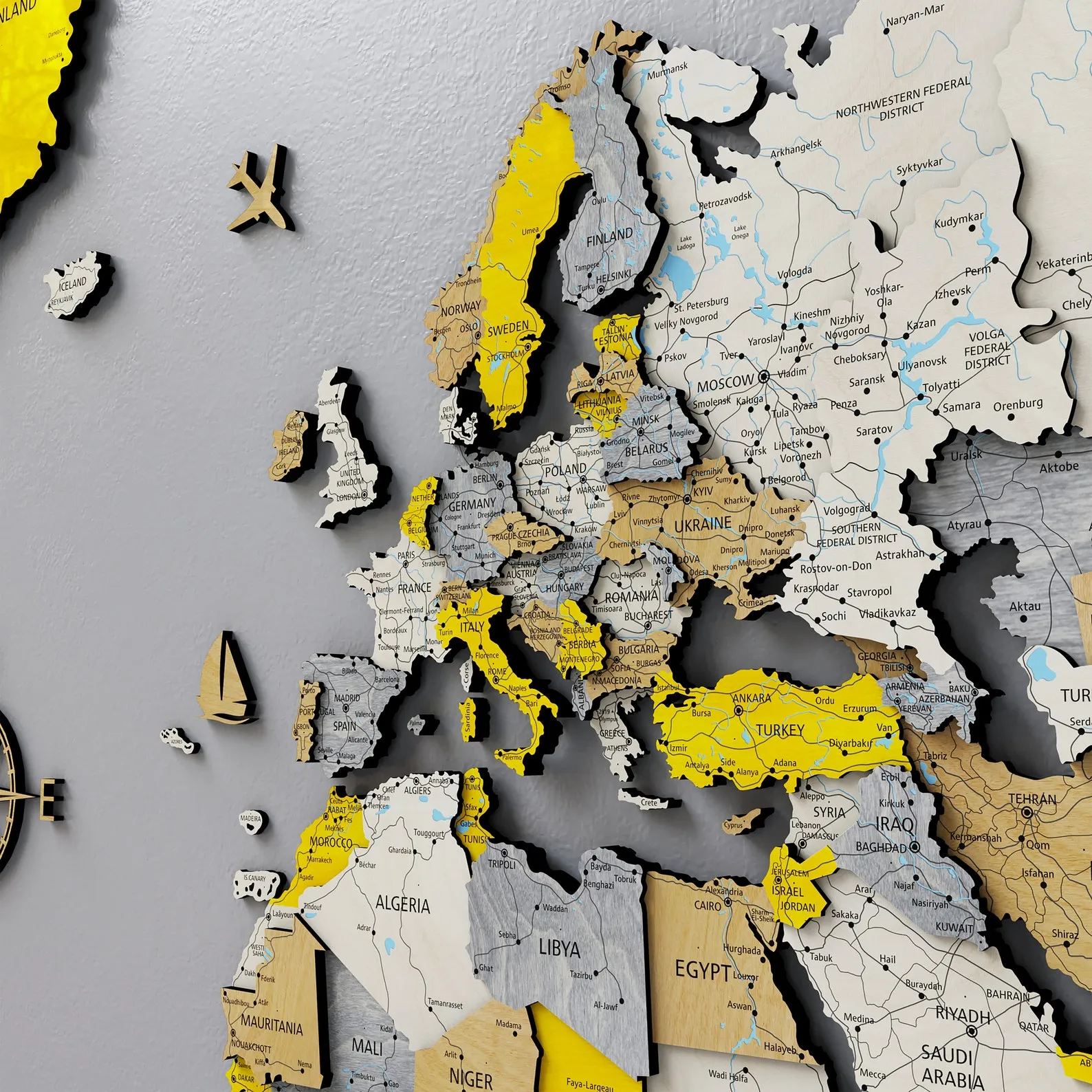 Wooden World Map: Push Pin Travel Tracker, Couples Gift