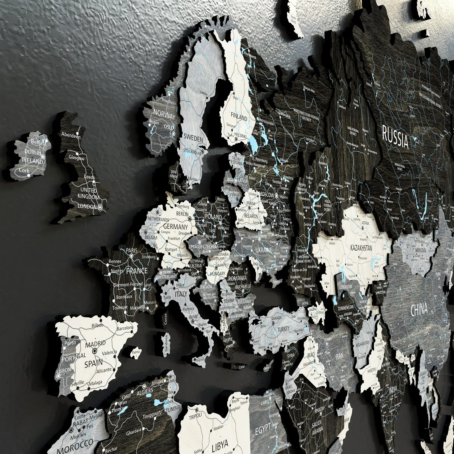 3D Wooden World Map Wall Art: Push Pin Travel Map