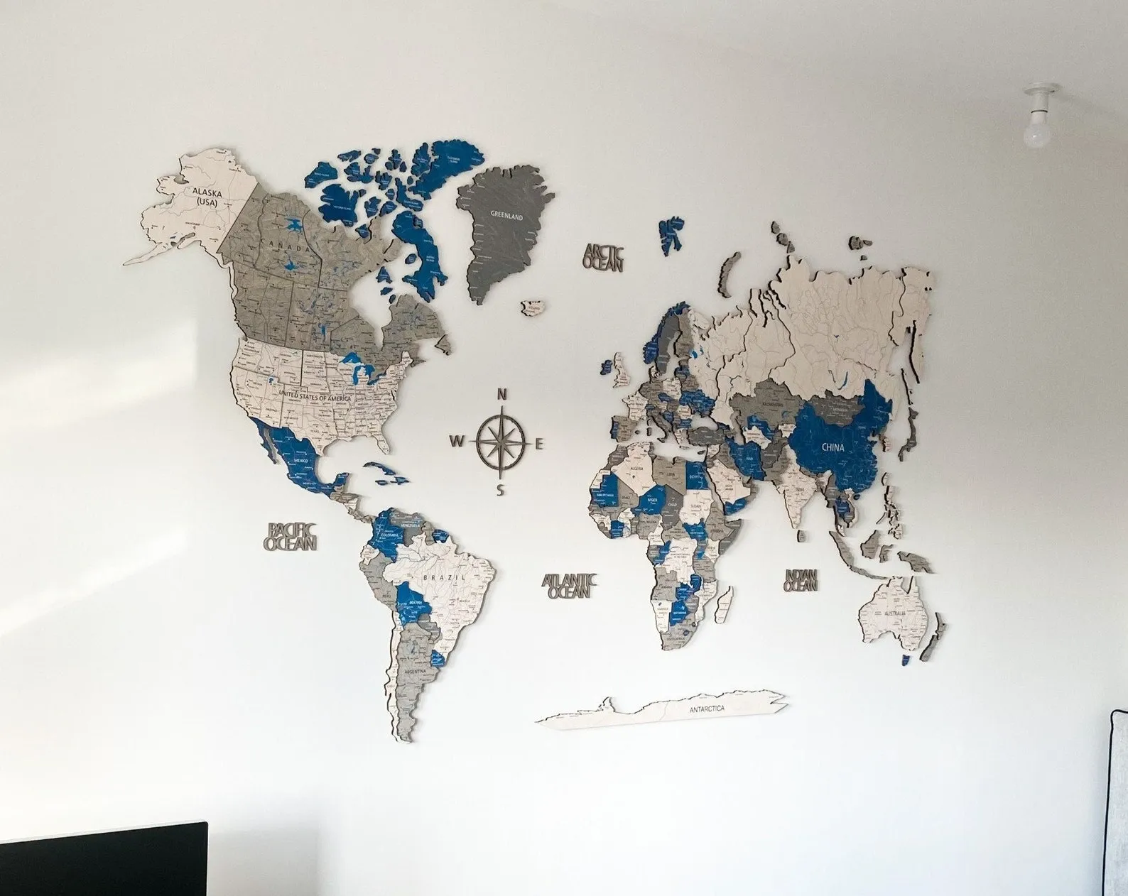 3D Wood World Map Wall Art: Push Pin Travel Map