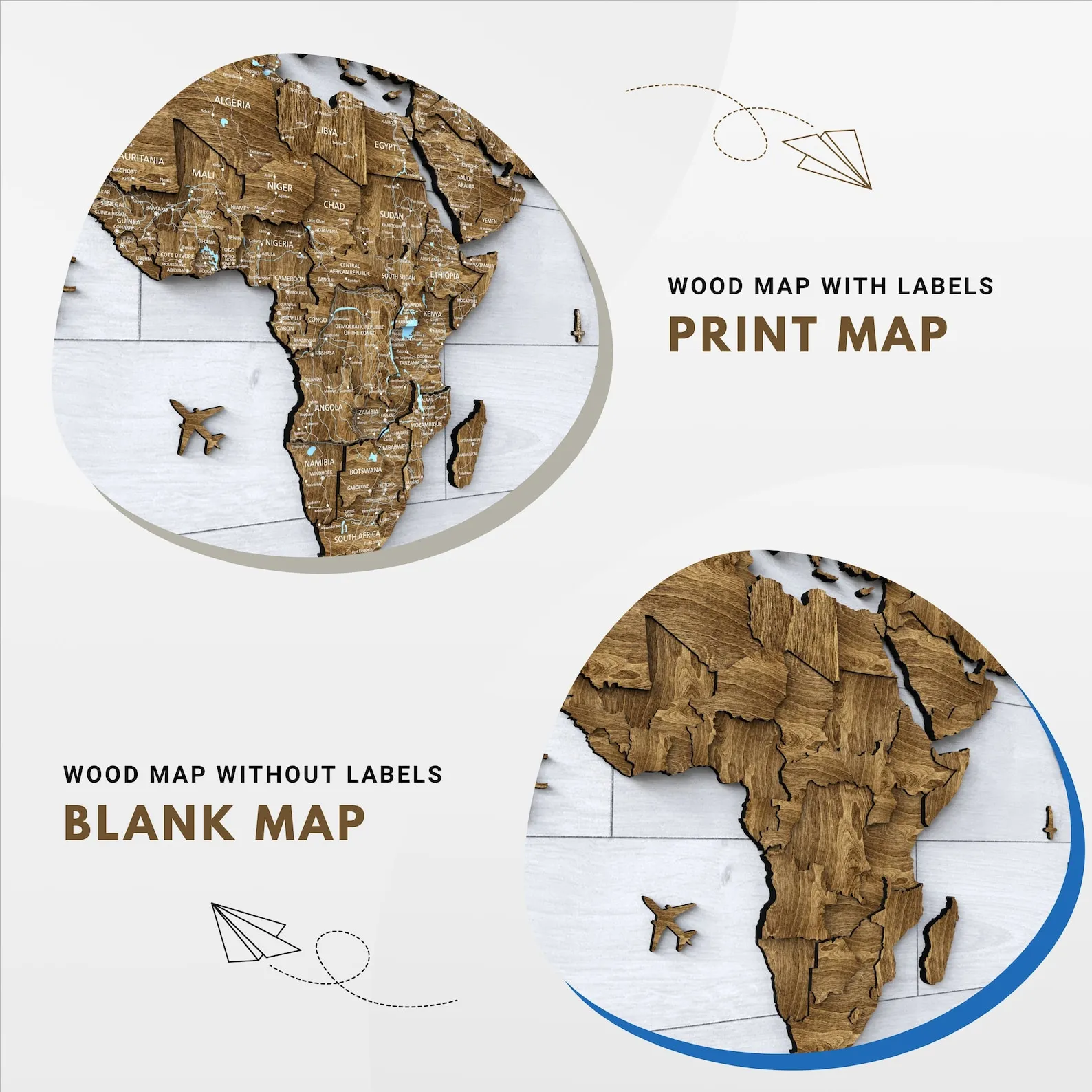 3D Wooden World Map Wall Art: Beige Home Decor - Image 7