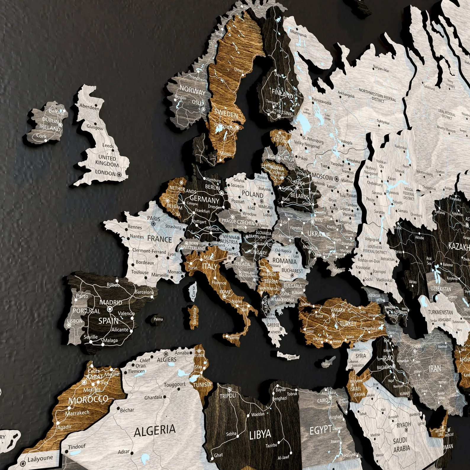 3D Wooden World Map: Unique Birch Plywood Wall Art - Image 2