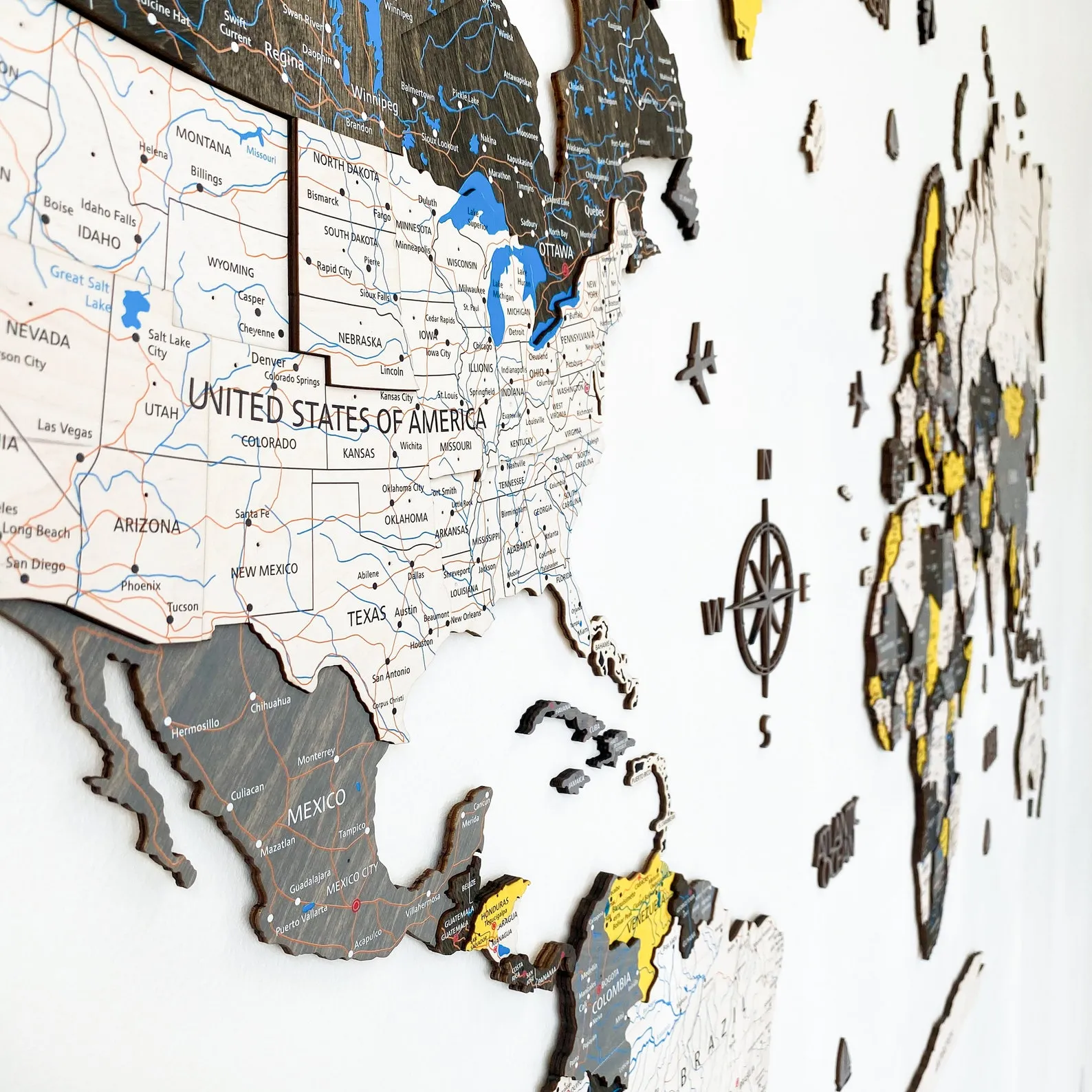 World Map Wall Art Decor Home, Push Pin Travel Map Wall Decor Bedroom, Personalized Gift Wood Map, Where We Meet Map Art - Image 3