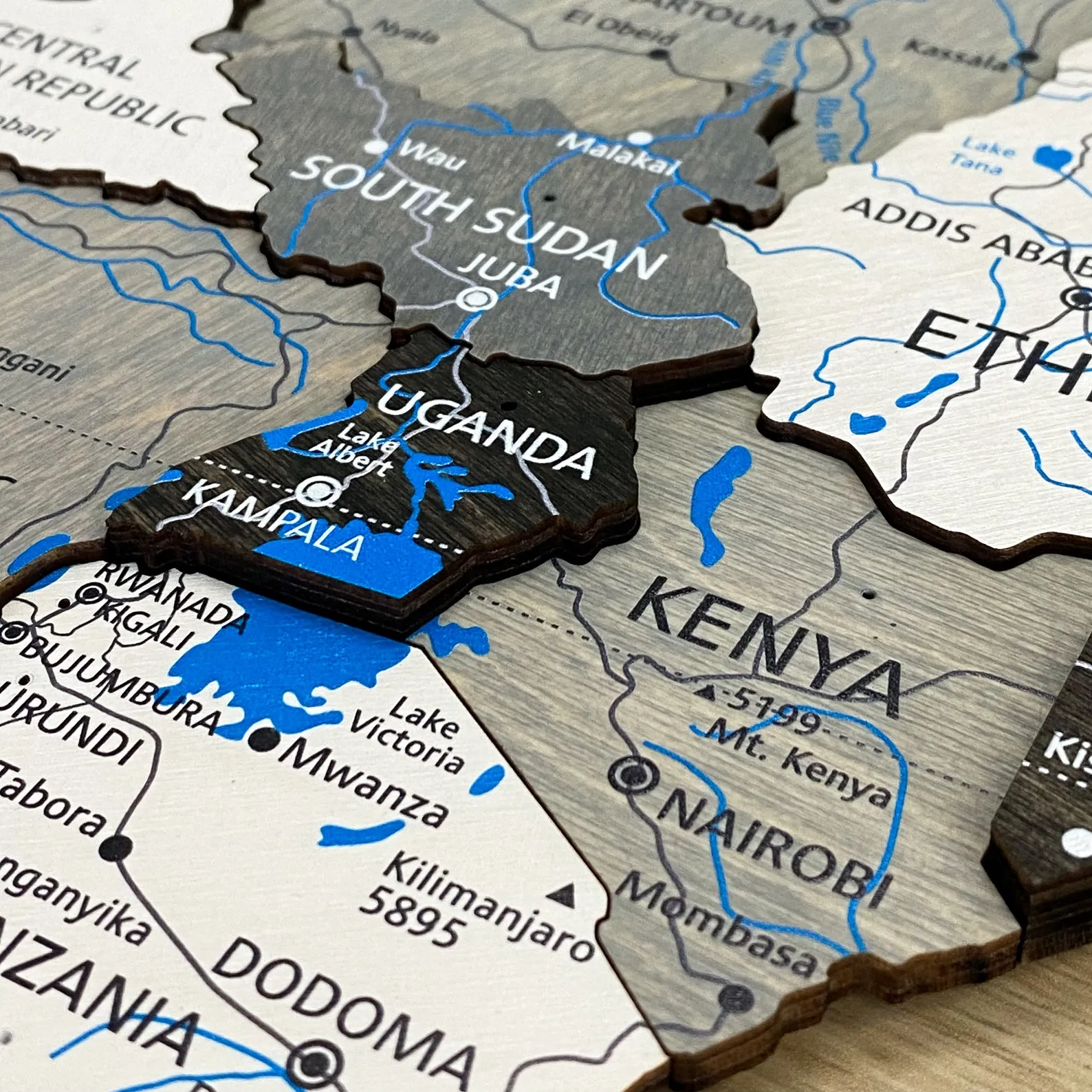 Handmade Wood World Map Wall Art: Push Pin Travel Decor