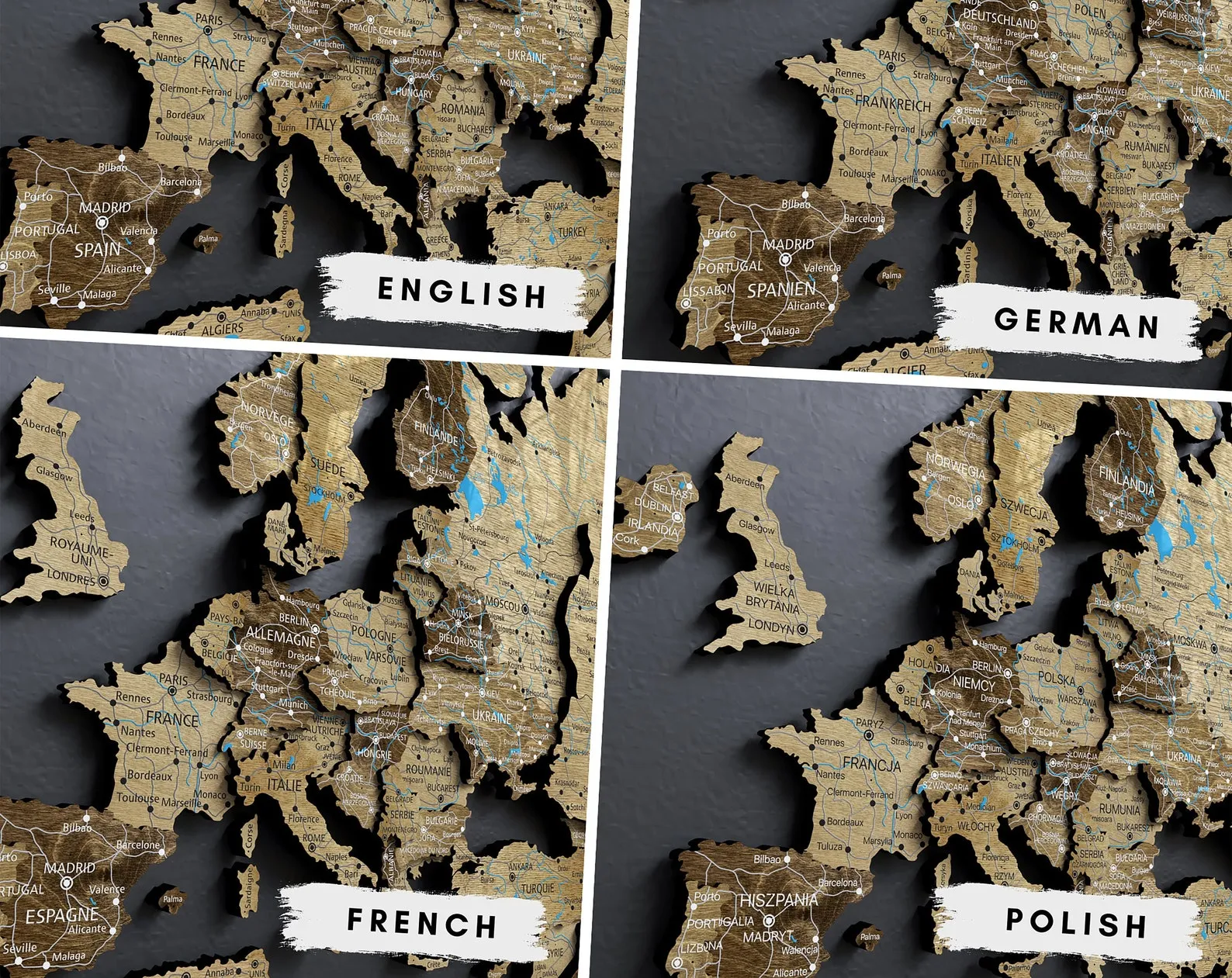 3D Wooden World Map Wall Art: Multilevel Home Decor Travel Map - Image 2