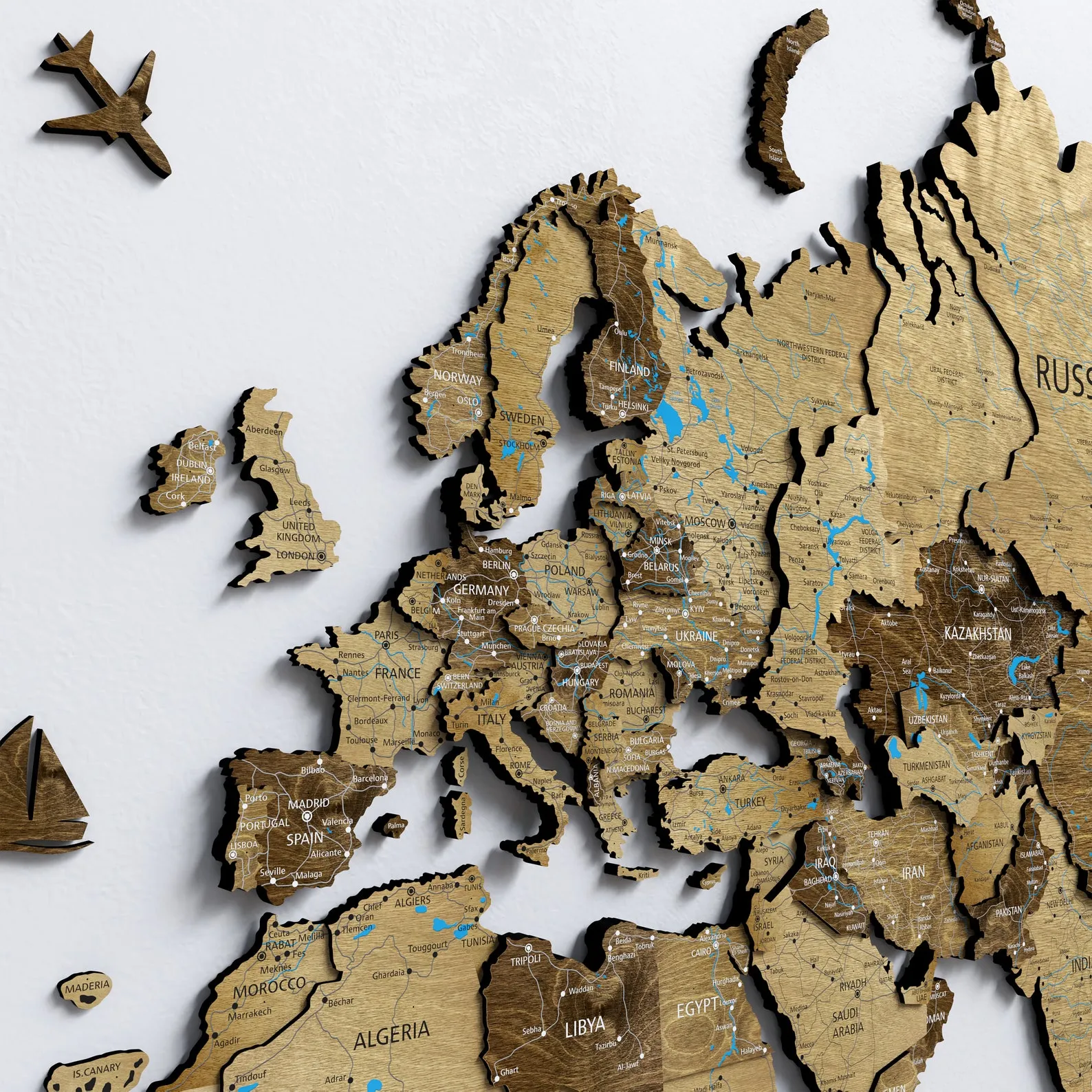 3D Wooden World Map Wall Art: Multilevel Home Decor Travel Map - Image 6