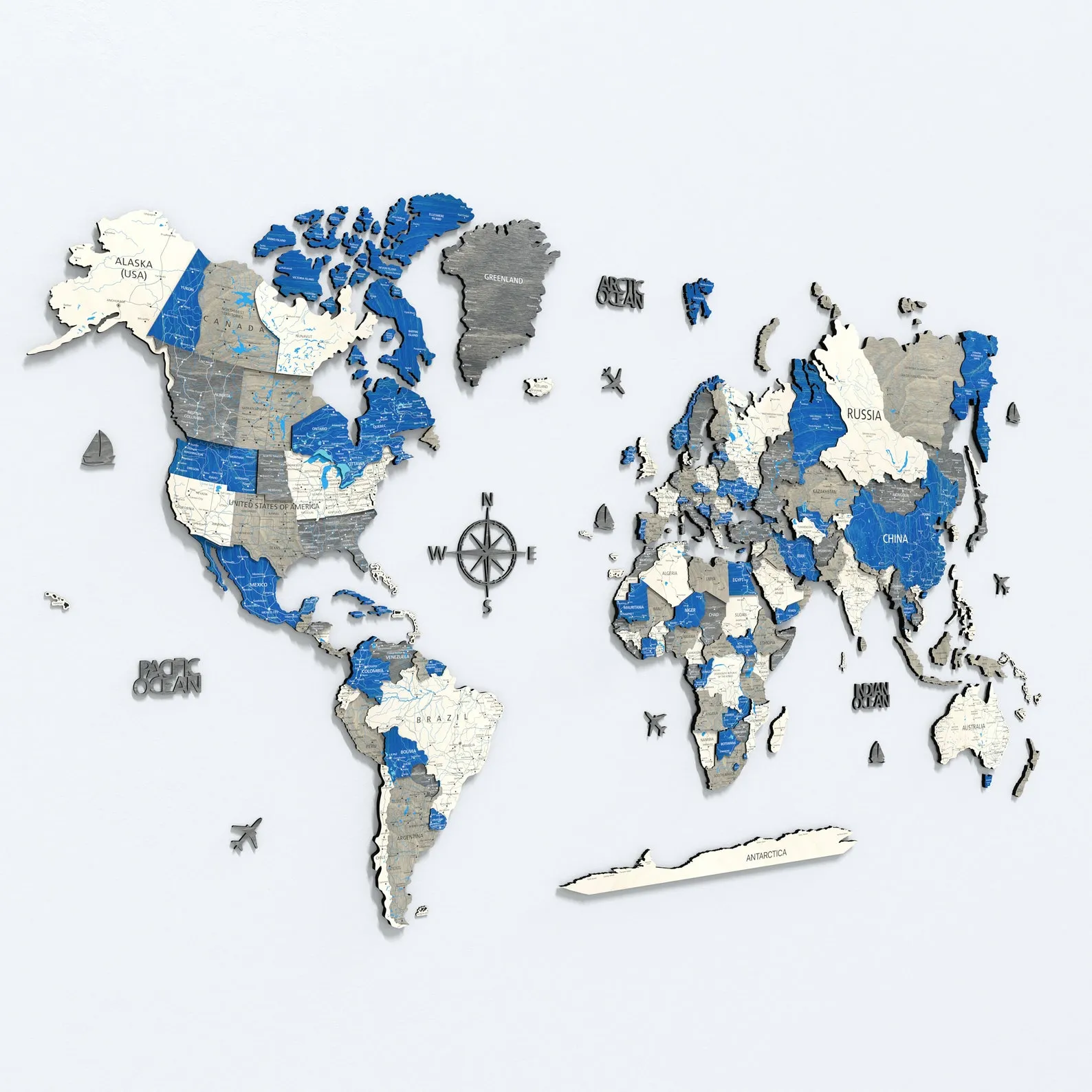 Birch Wood World Map Wall Art: Travel Decor with Inscriptions - Image 2