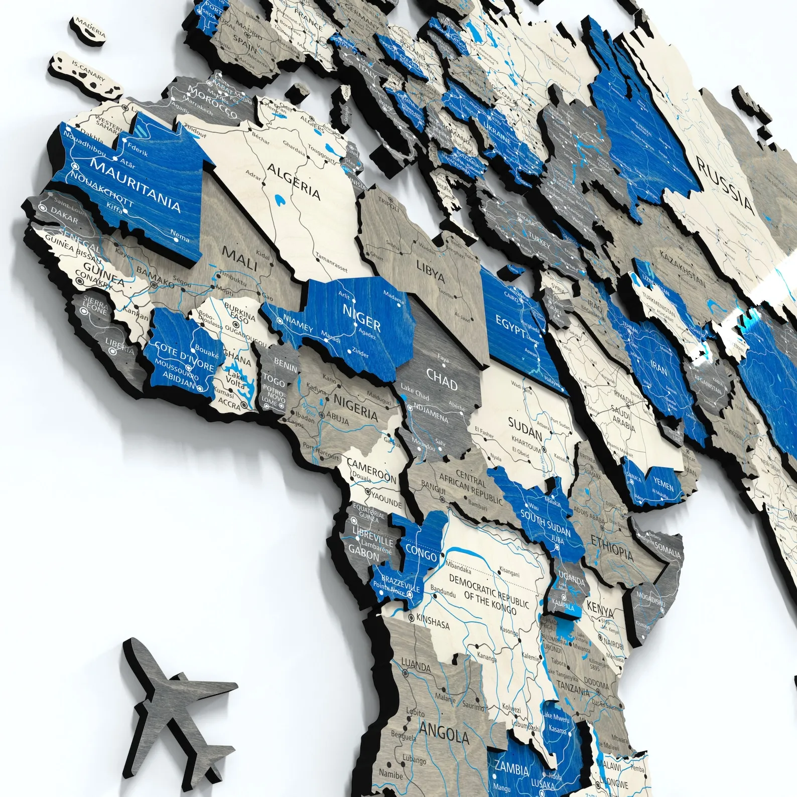 Birch Wood World Map Wall Art: Travel Decor with Inscriptions - Image 4